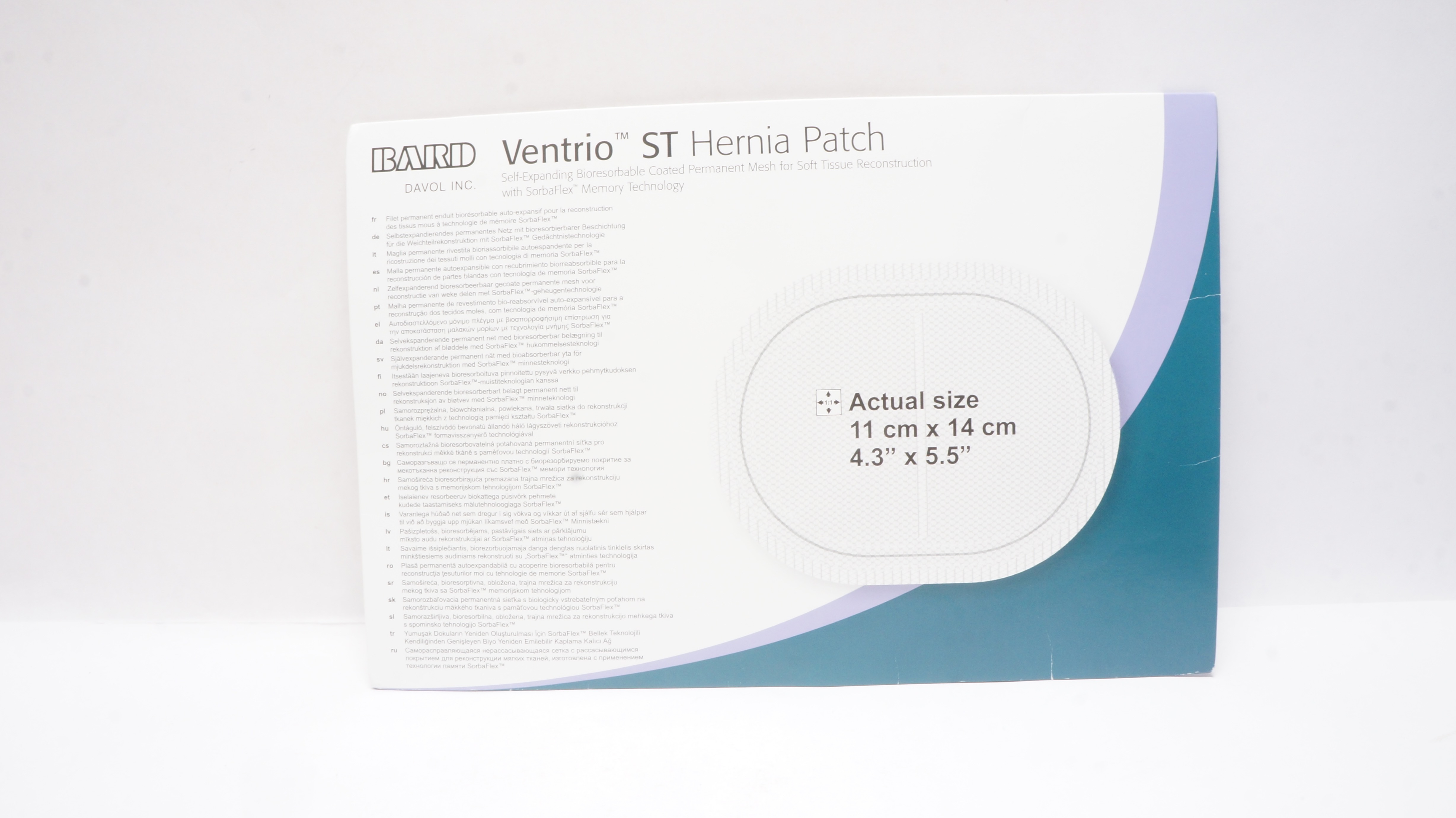 Bard 5950040 Davol Ventrio ST Hernia Patch Oval 4.3inch x 5.5inch (x)