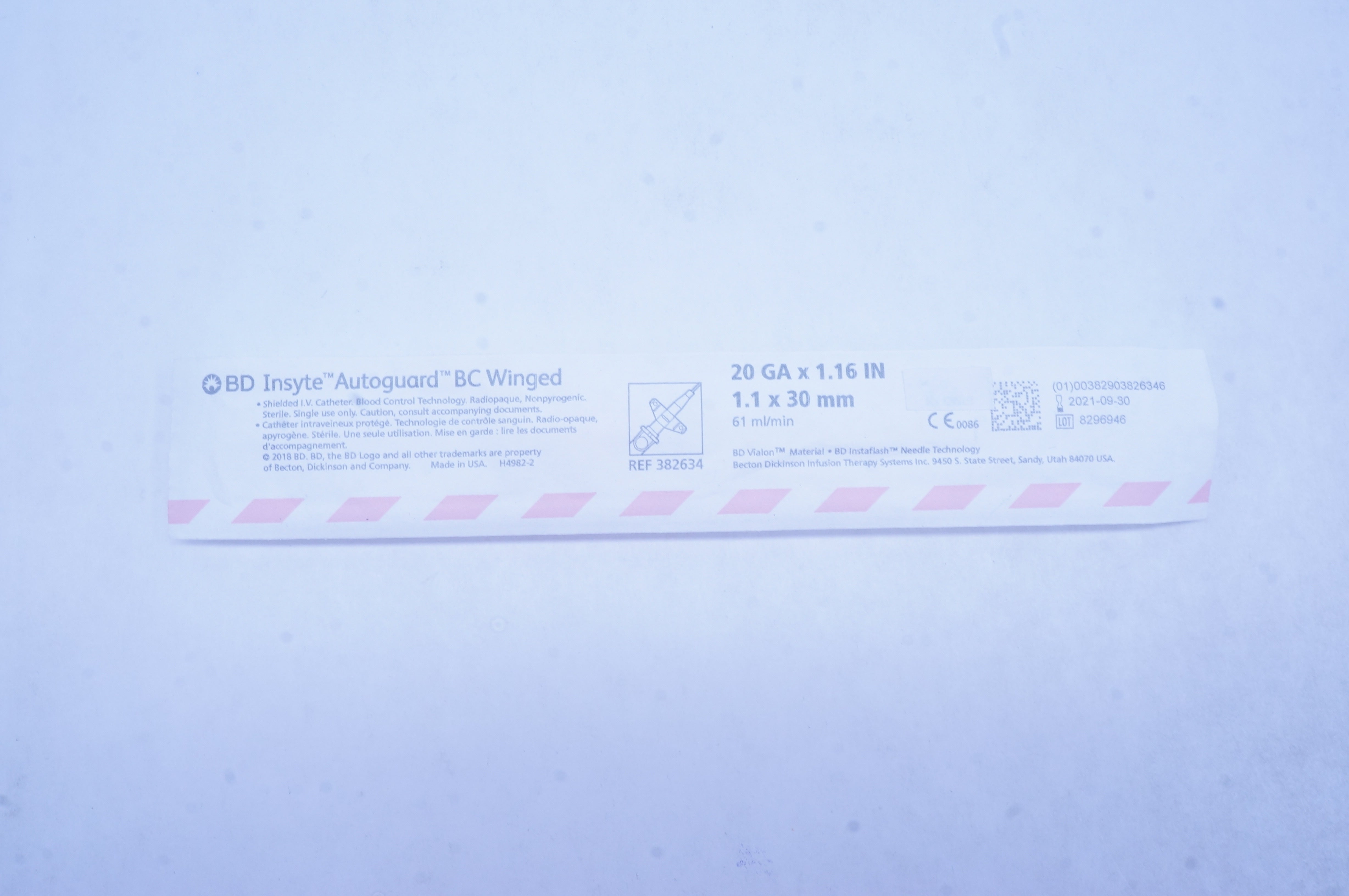 BD 382634 BC Winged Shielded I.V. Cath. 20Ga x 1.16in 61ml/min