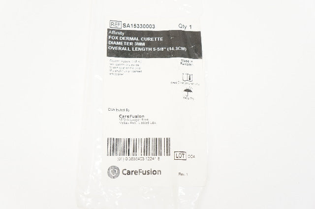 CareFusion SA15330003 Fox Dermal Curette Diameter 3mm, Overall Length 5-5/8inch