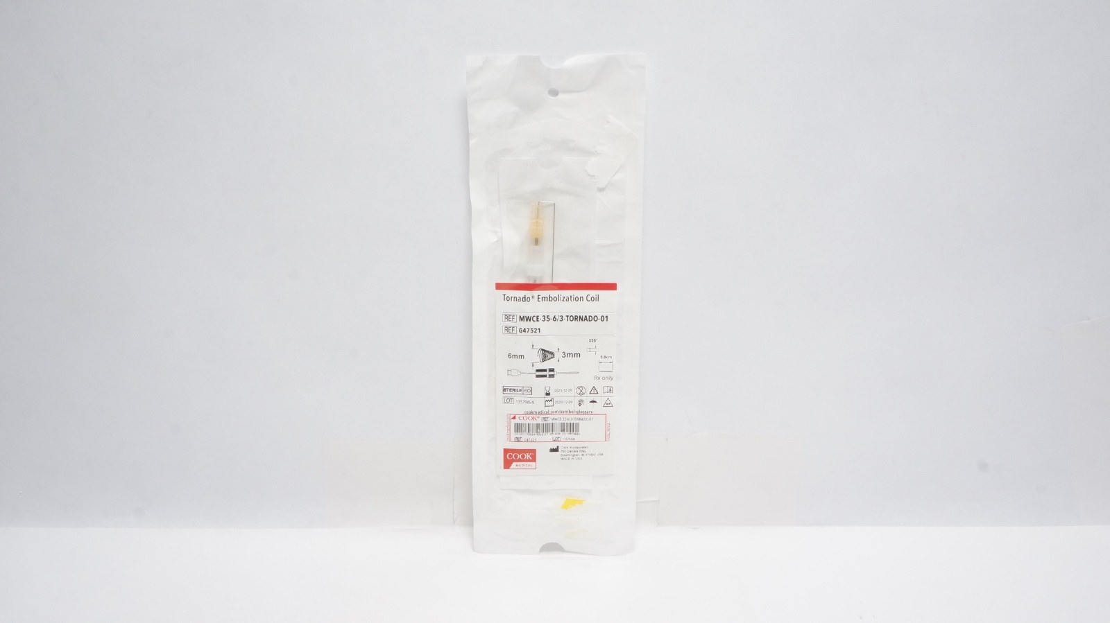 Cook Medical G47521 Tornado Embolization Coil 6mm x 3mm 5.8cm