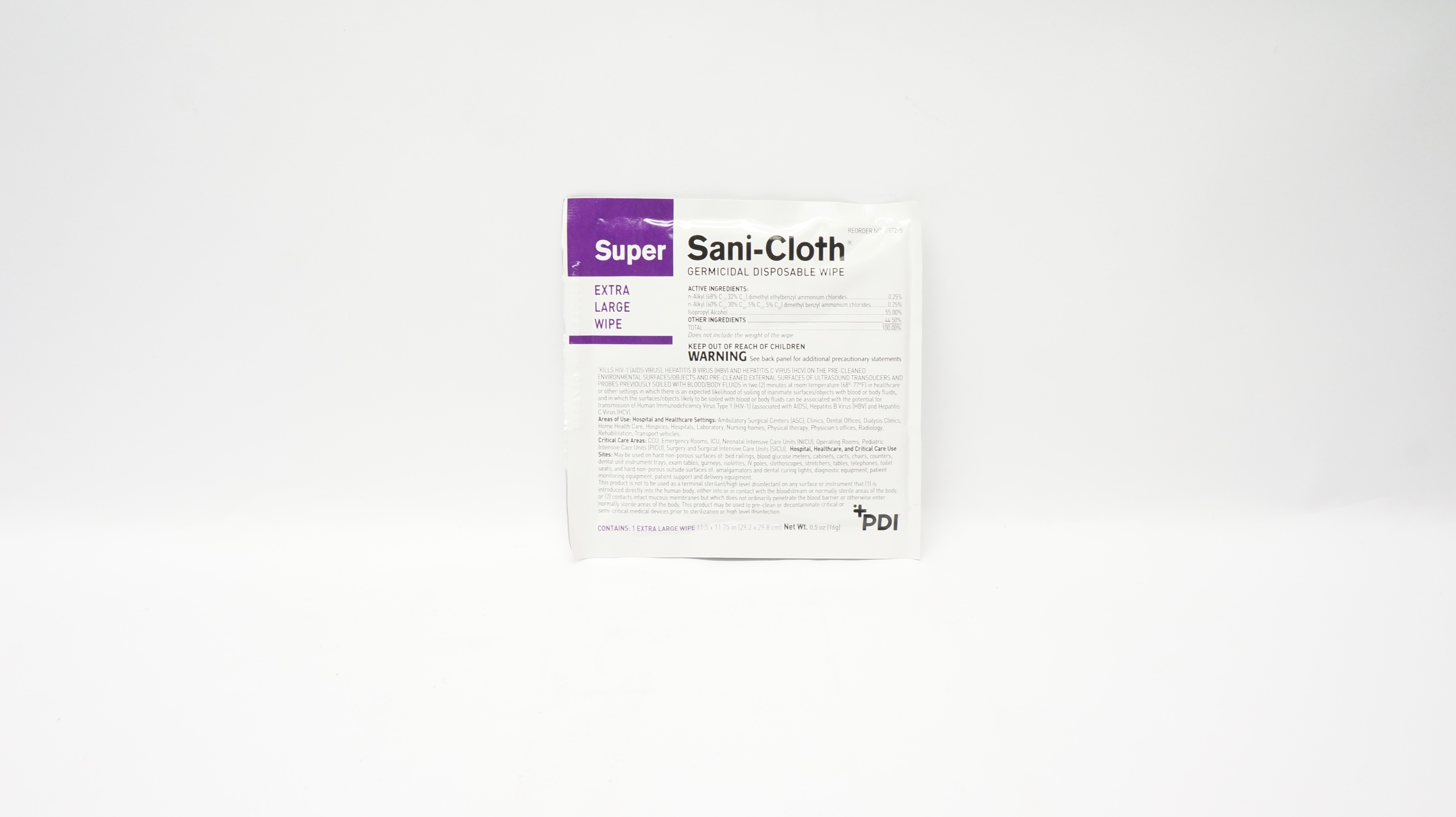PDI U87295 Sani-Cloth Germicidal Disposable Wipe XL 11.5 x 11.75 inch