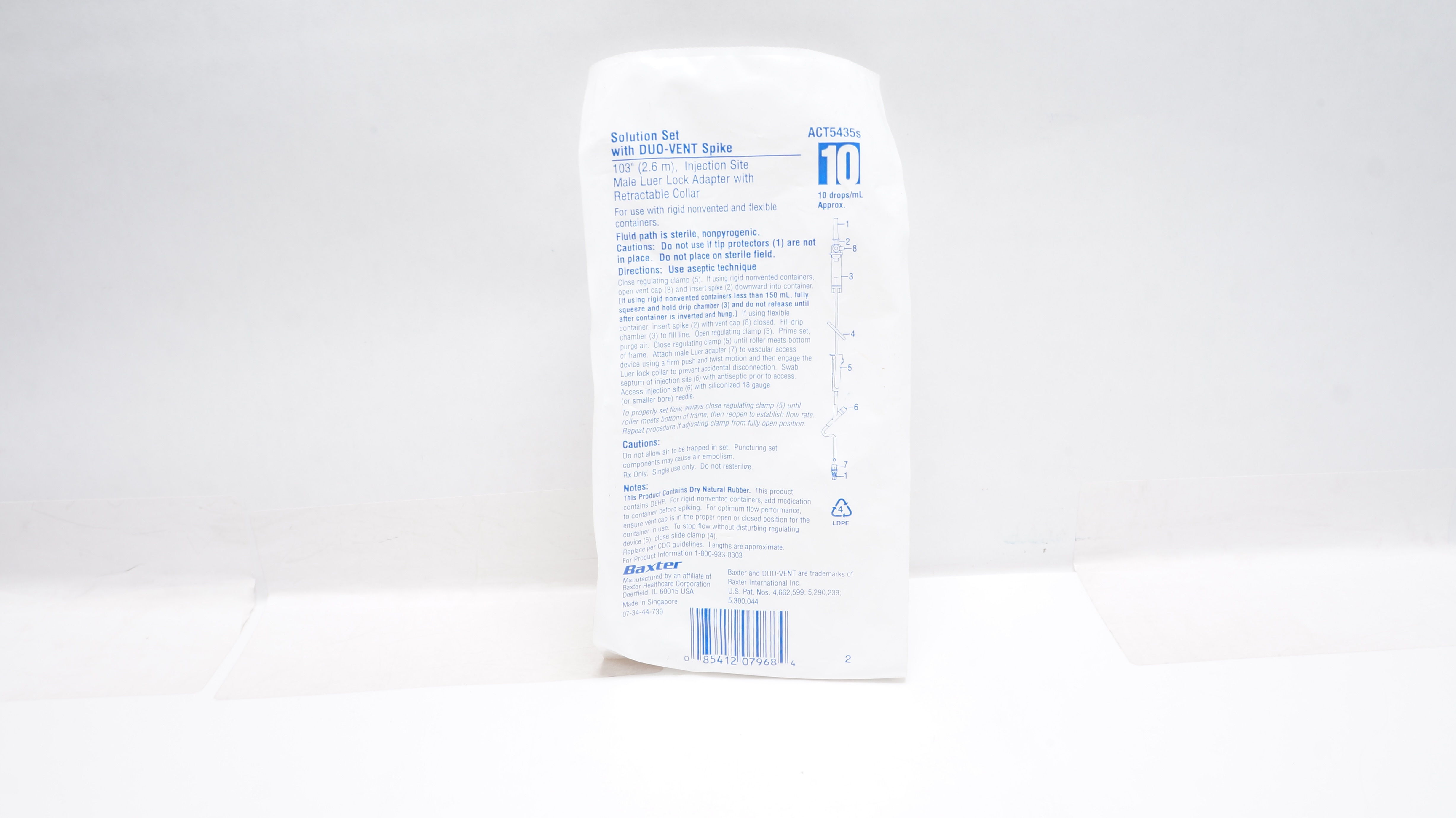 Baxter ACT5435S Solution Set W/DUO-VENT Spike 103inch, 10drops/mL Approx.