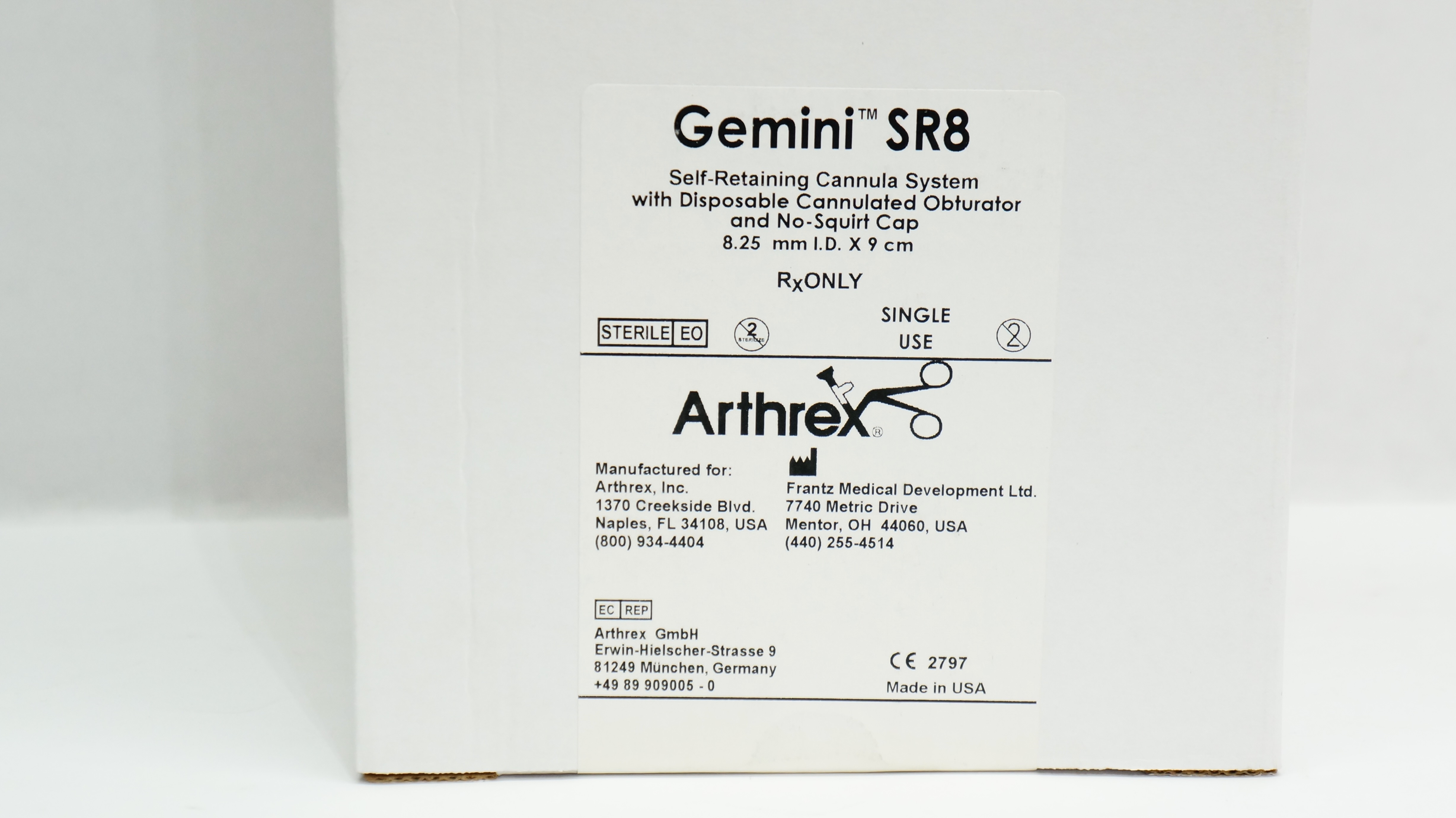 Arthrex AR-6572 Gemini Self-Retaining Cannula System 8.25mm IDx9cm(x) - Box of 5