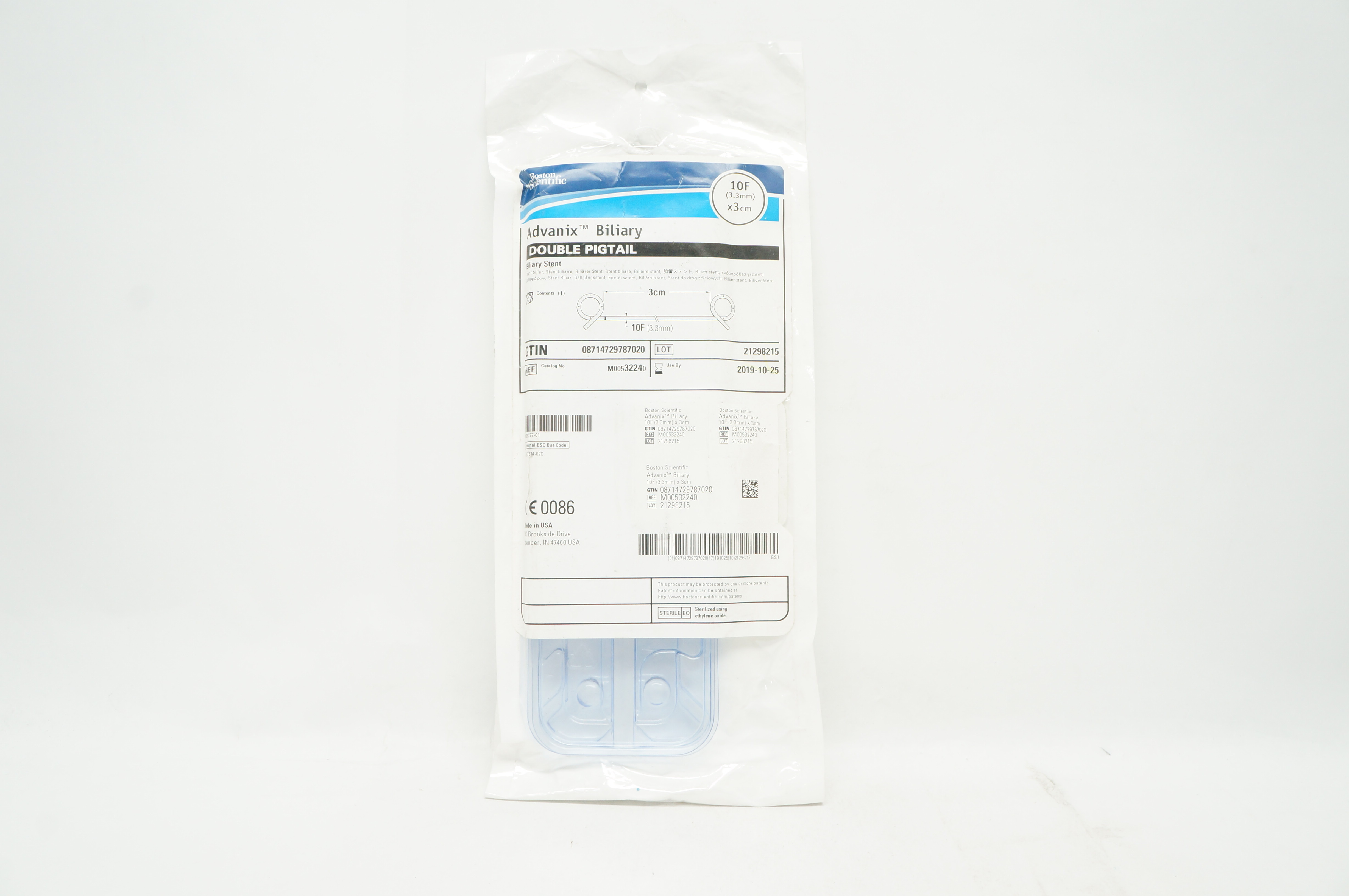 Boston Scientific 3224 Advanix Biliary Double Pigtail Biliary Stnt 10F x 3cm (x)