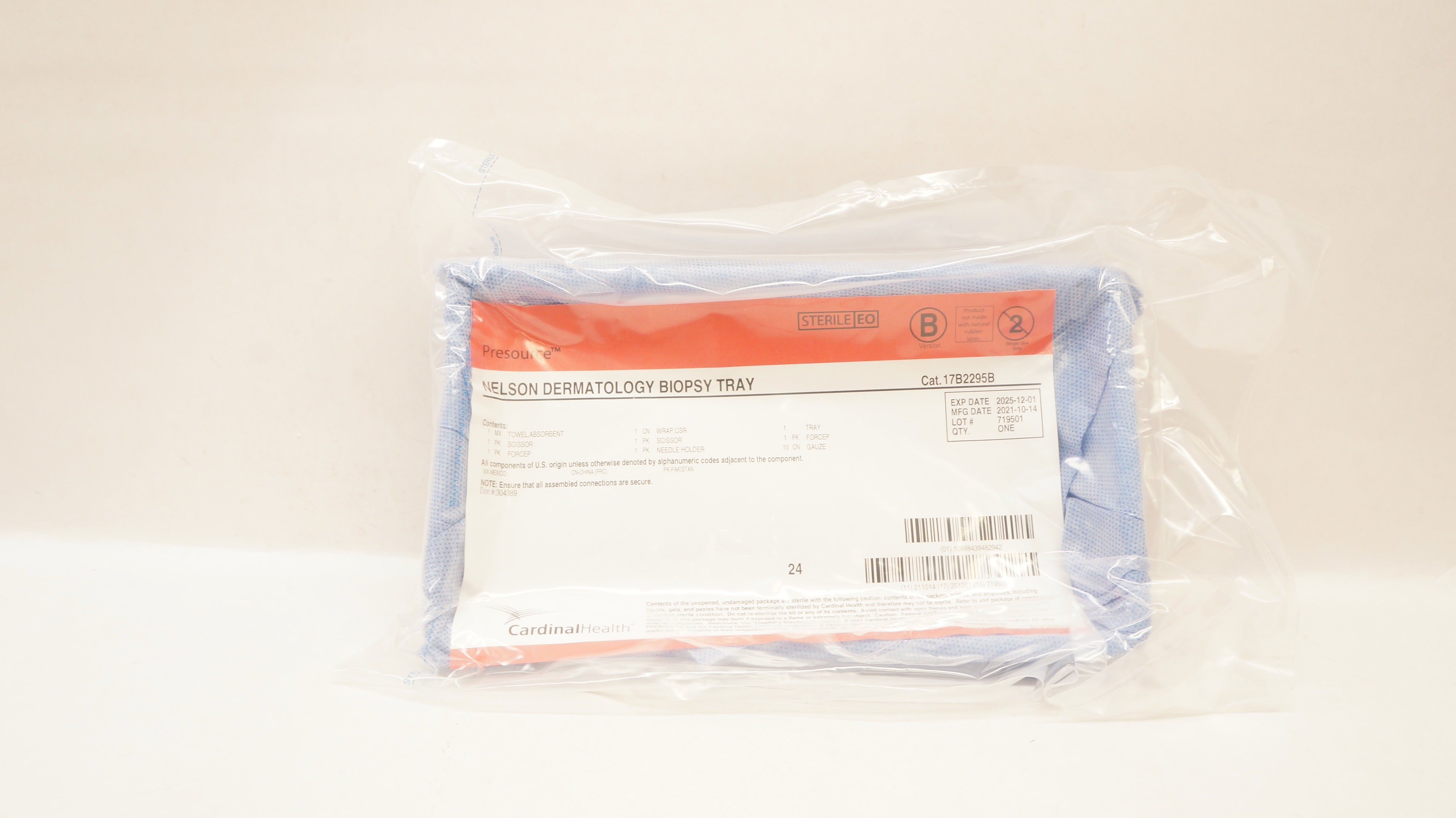 Cardinal Health 17B2295B Presourse Nelson Dermatology Biopsy Tray