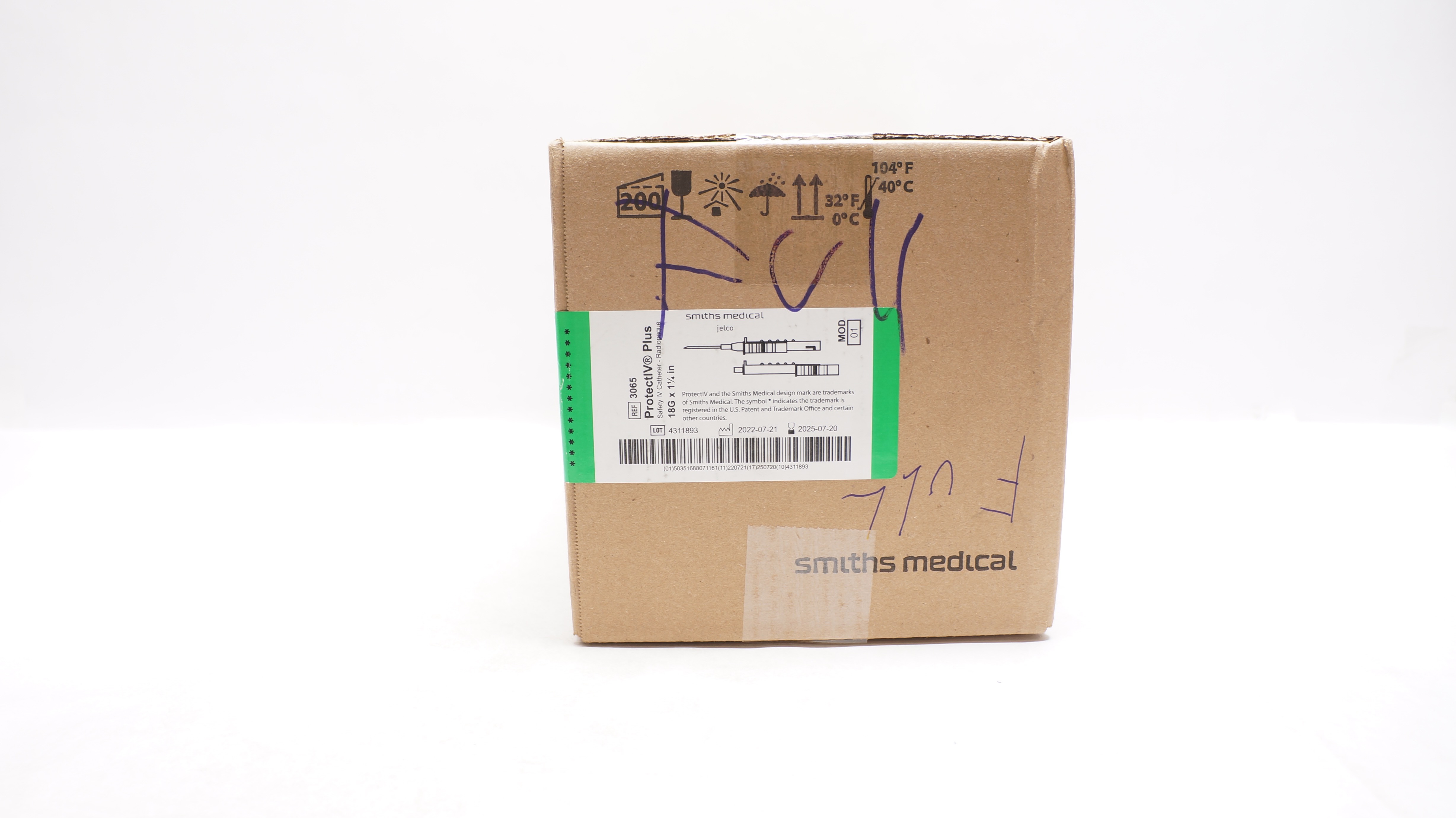 Smiths Medical 3065 Safety IV Cath. 18G x 1-1/4inch MOD 01 - Case of 200