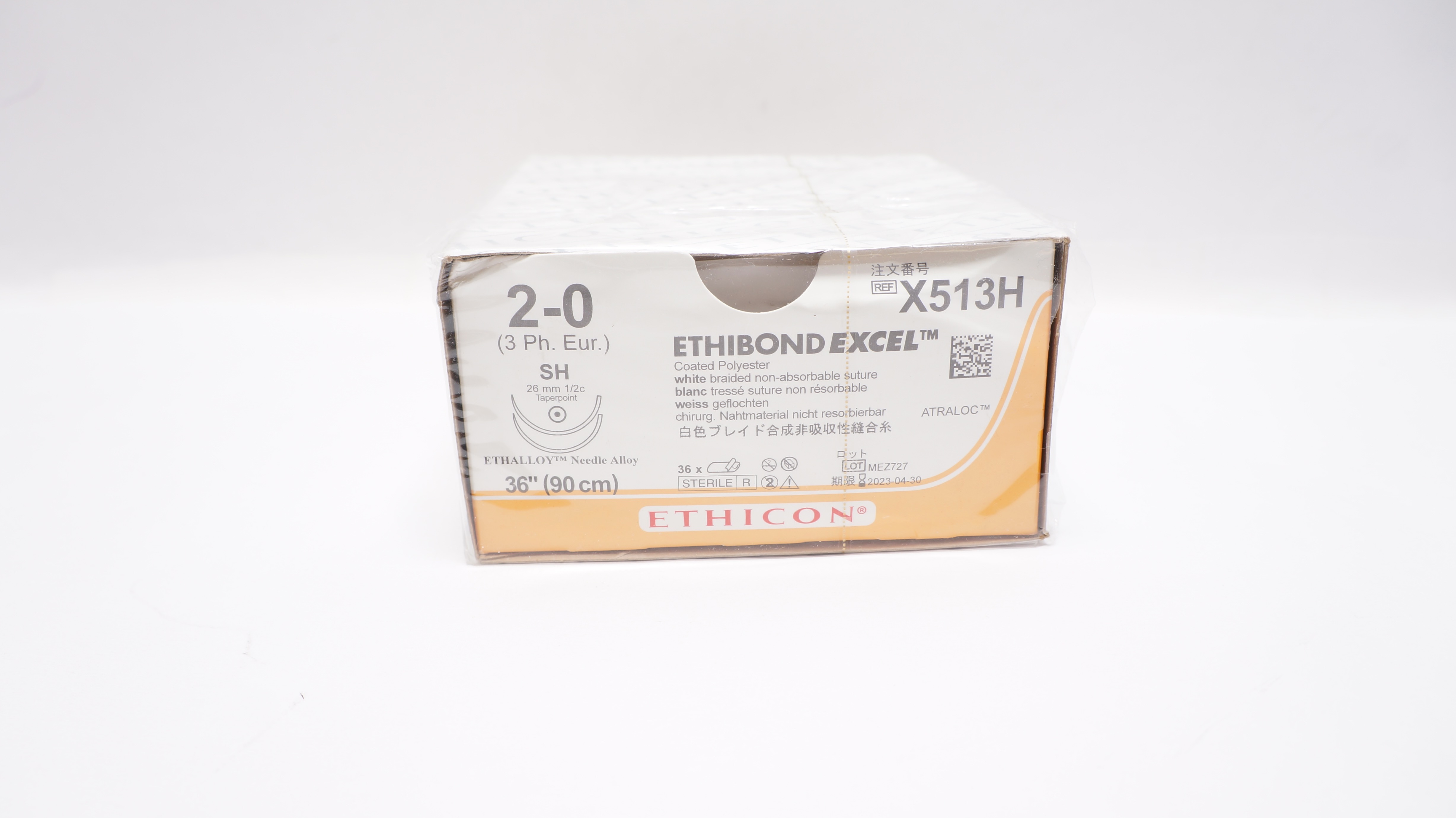 Ethicon X513H 2-0 Ethibond Stre SH 26mm 1/2c Taperpoint 36inch (x) - Box of 36