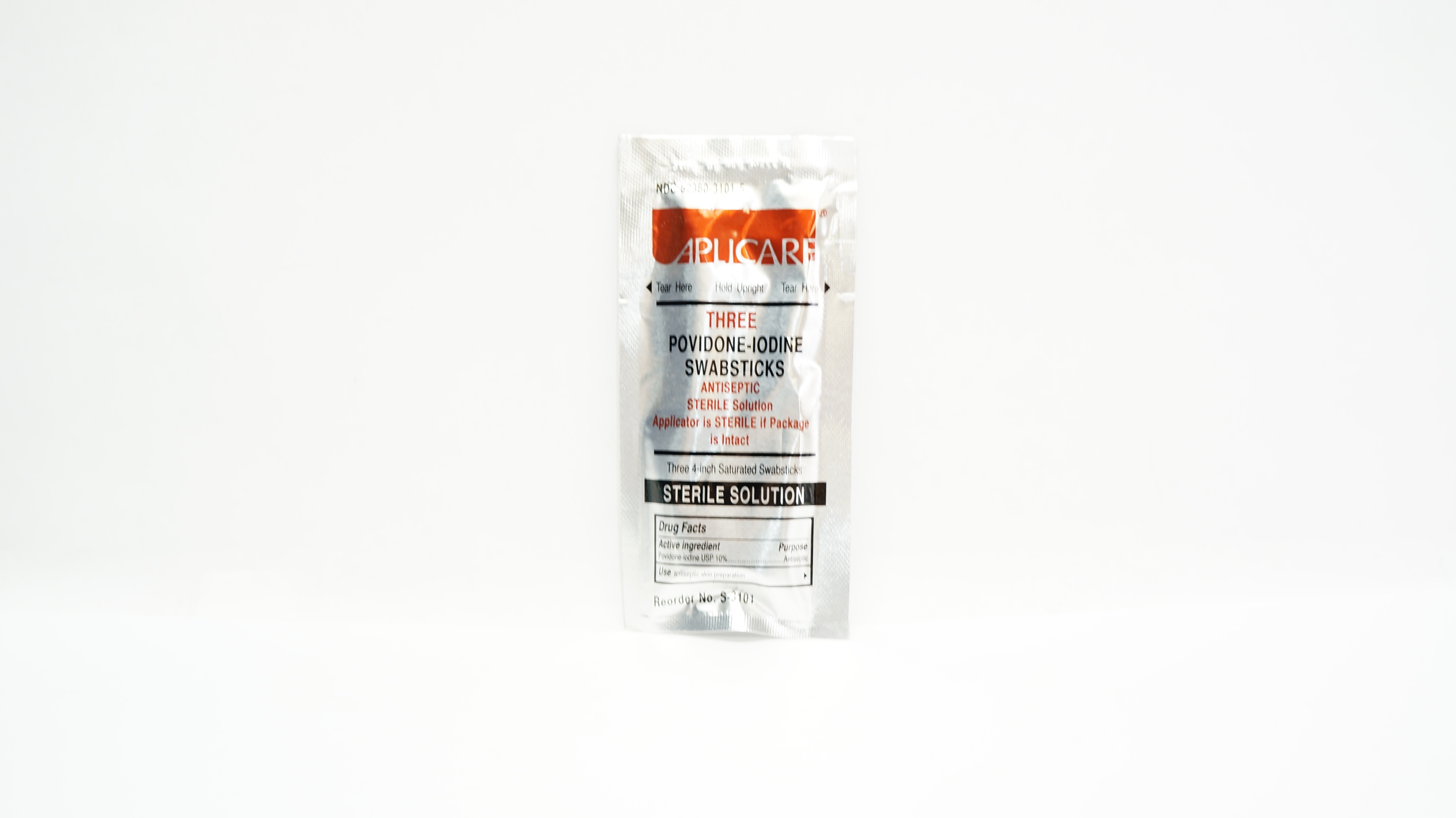 Aplicare S-3101 Three Povidone-Iodine Saturated Sponge Sticks 4inch