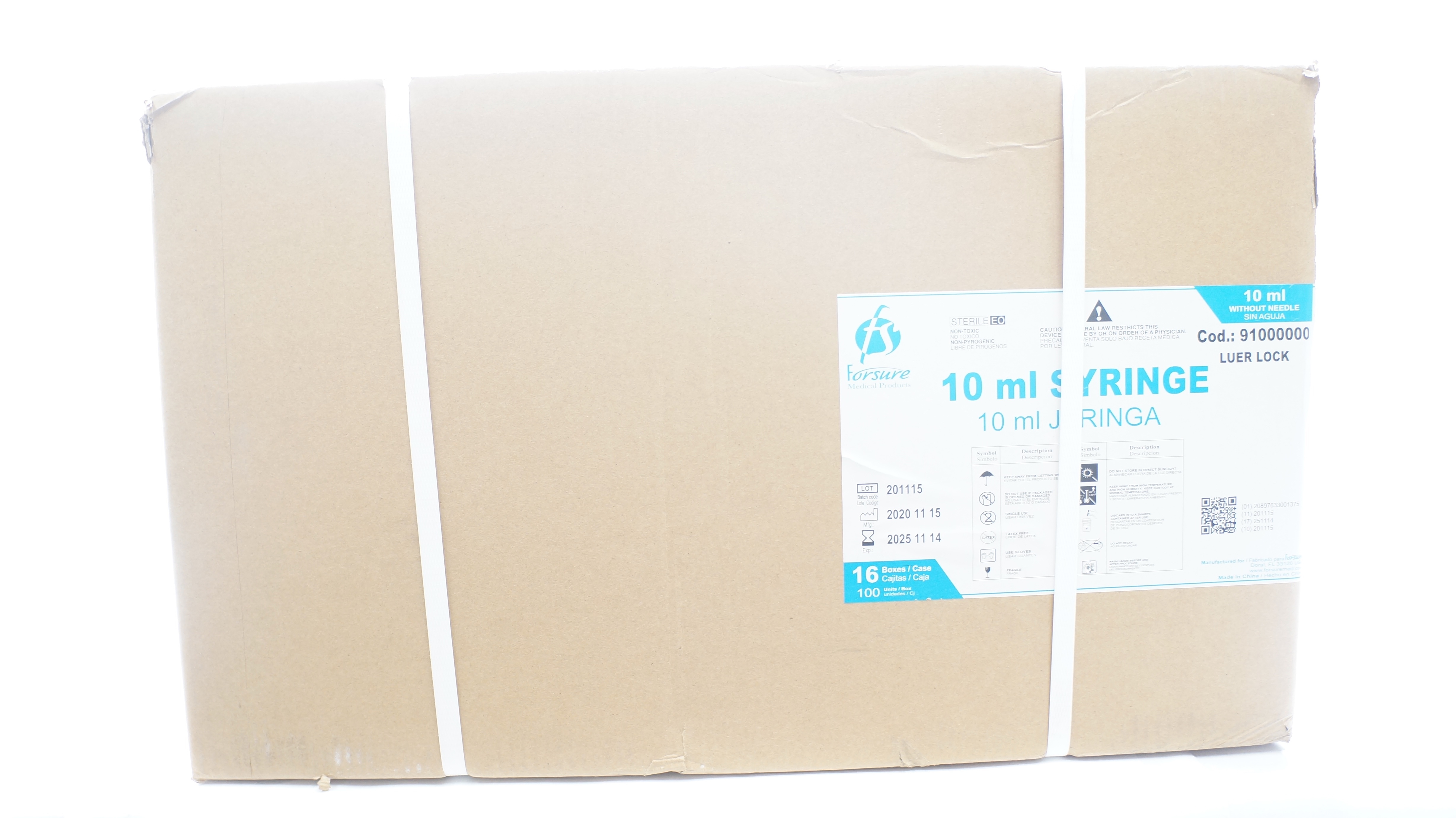 Forsure Medical Products 91000000 Luer Lock Syringe Jeringa 10mL - Case of 1600