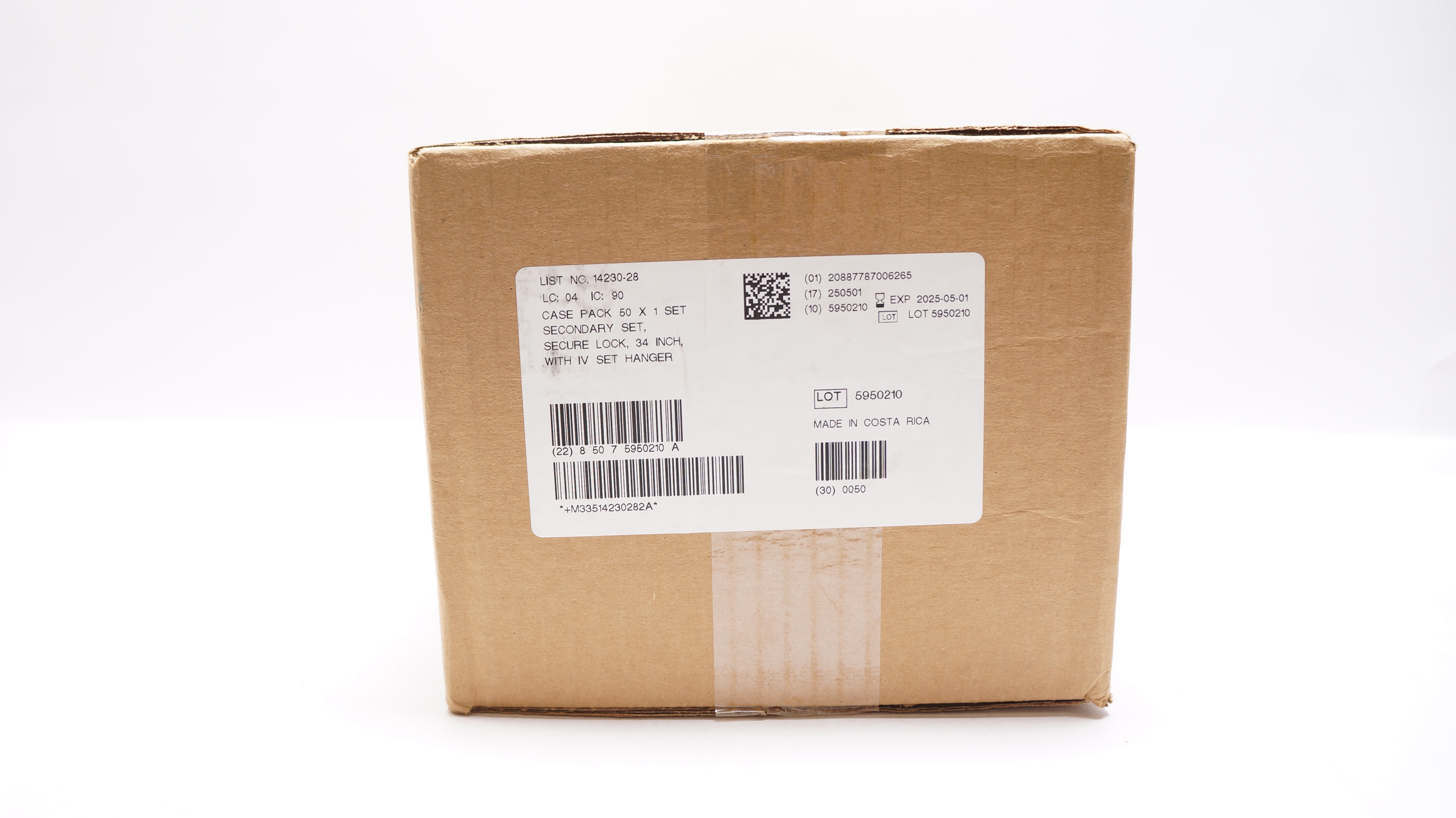 ICU Medical 14230-28 Secondary Set Secure Lock w/IV Set Hanger 34inch- Box of 50