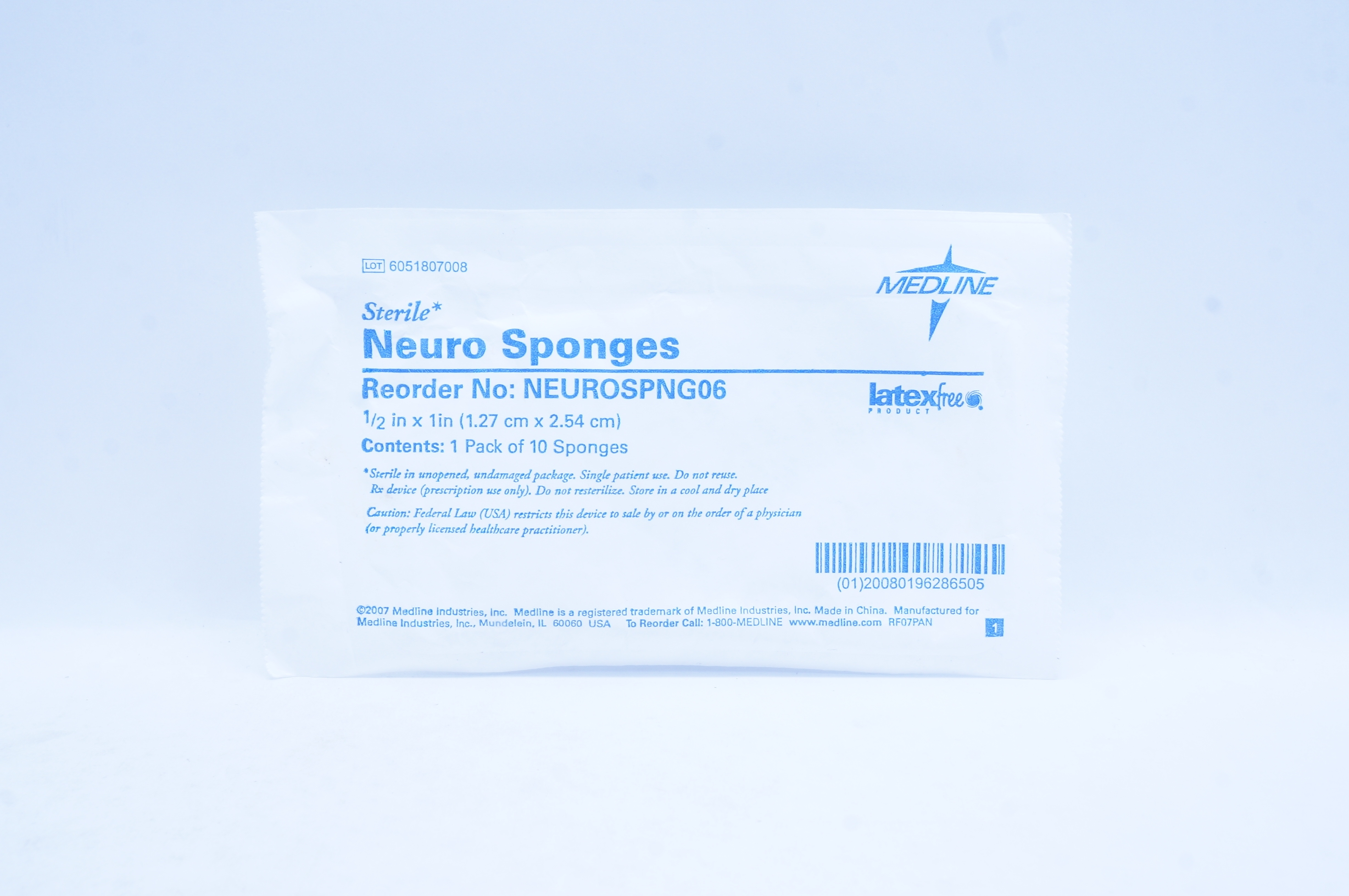 Medline NEUROSPNG06 Neuro Sponges 1/2 inch x 1 inch - Pack of 10