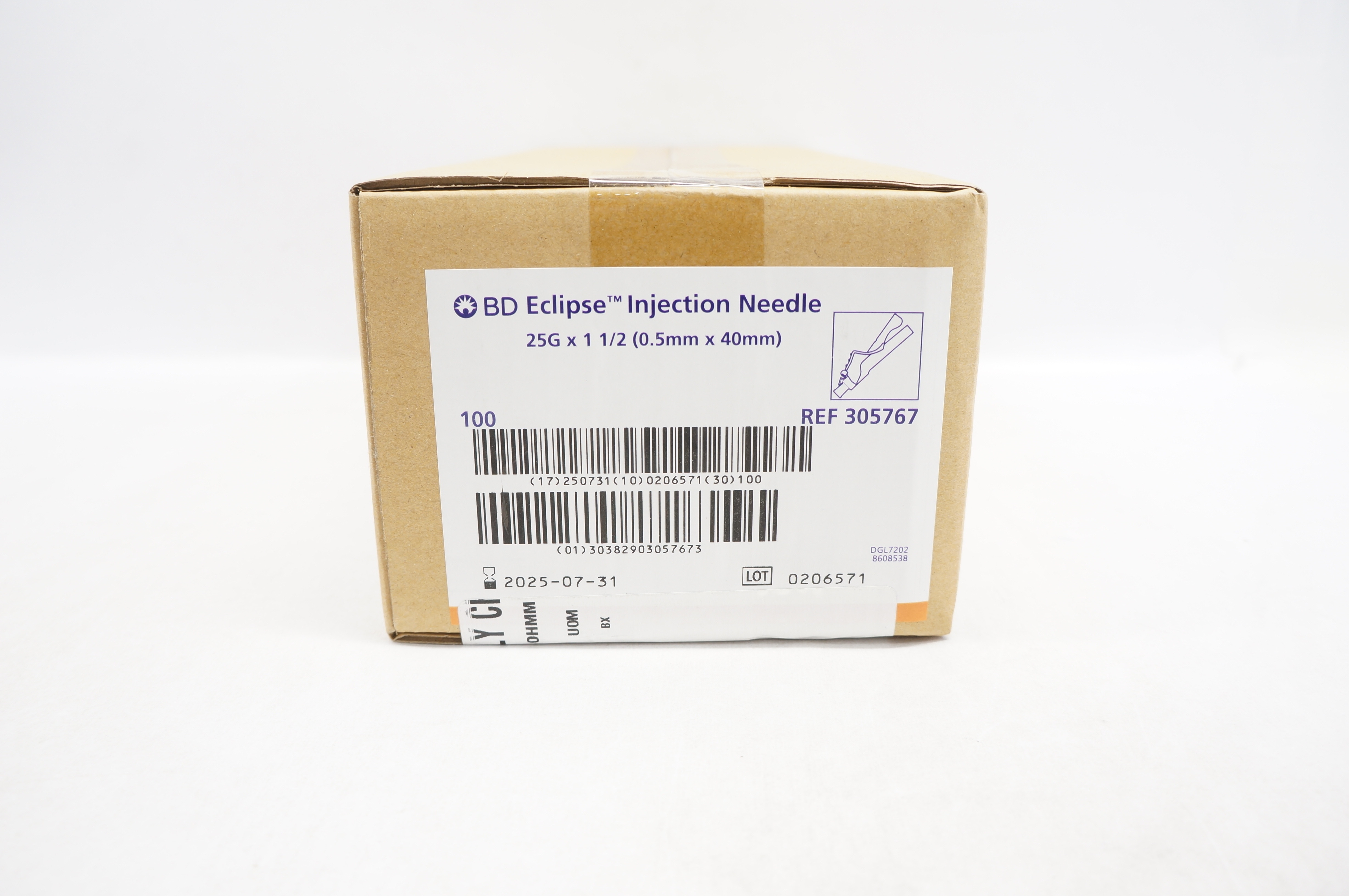 BD 305767 Eclipse Injection Ndle 25G x 1-1/2inch - Box of 100