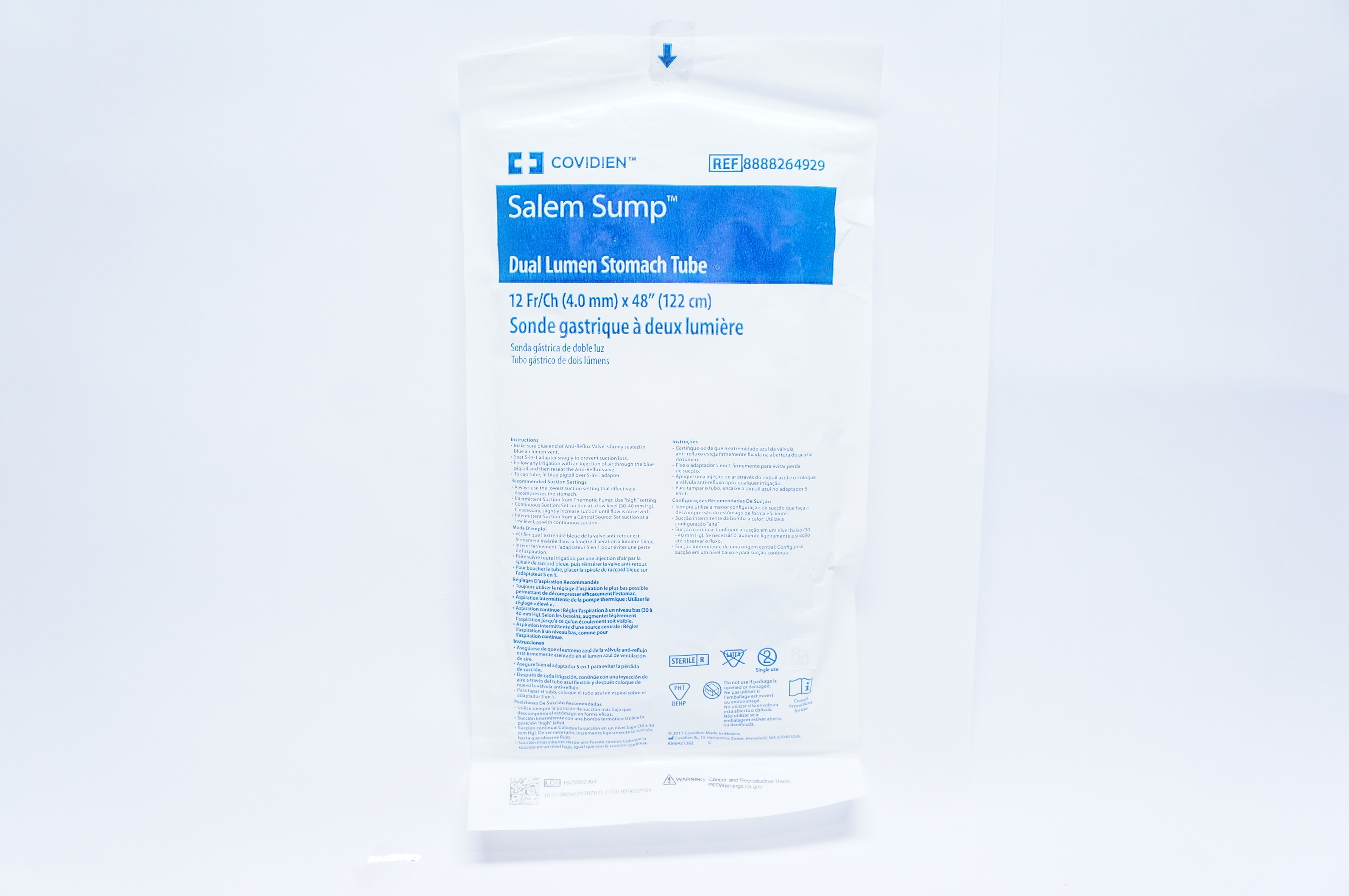 Covidien 8888264929 Salem Sump Dual Lumen Stomach Tube 12Fr. x 48inch