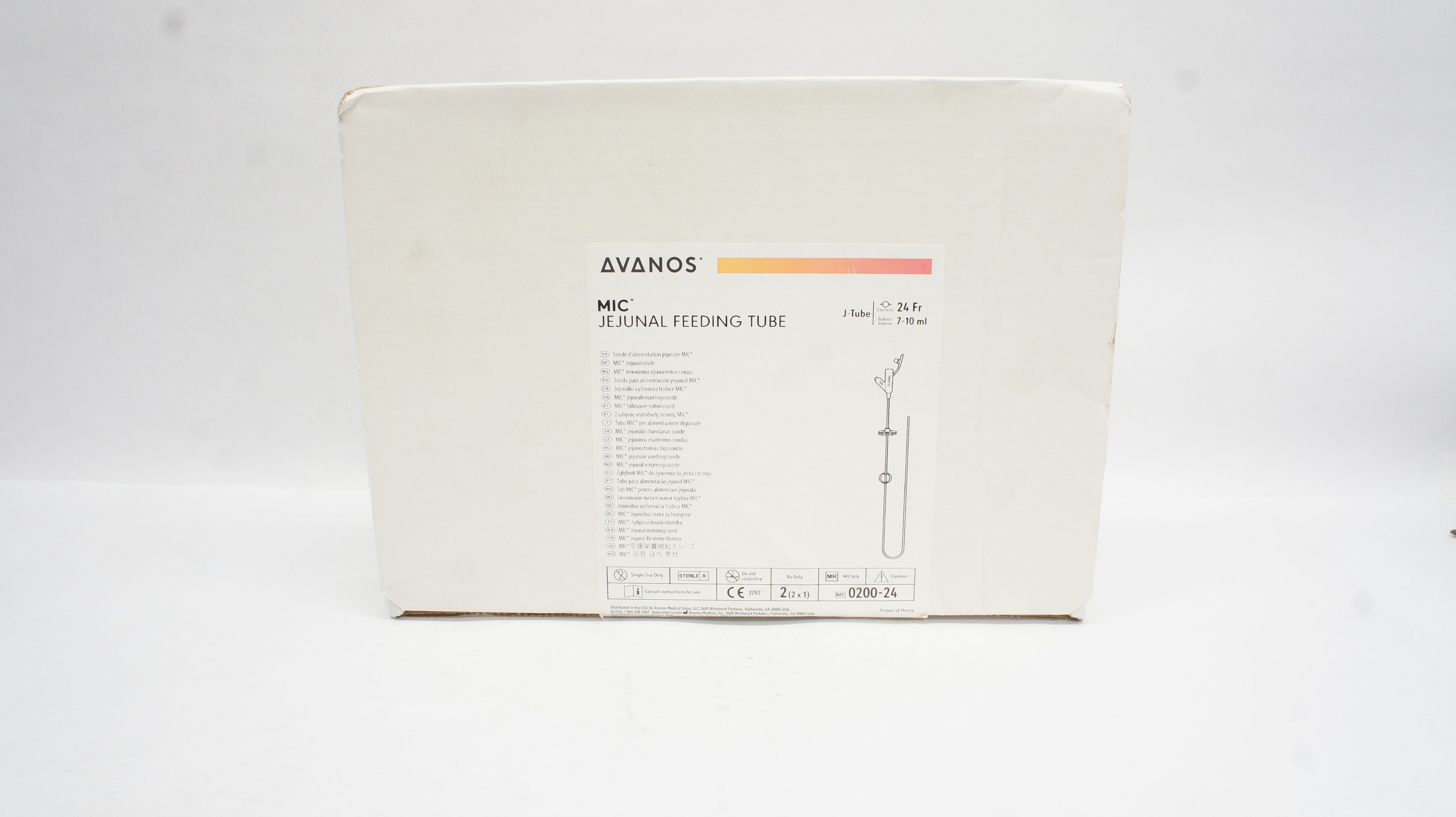 Avanos 0200-24 MIC Jejunal Feeding Tube 24Fr x 7-10mL (x) - Box of 2