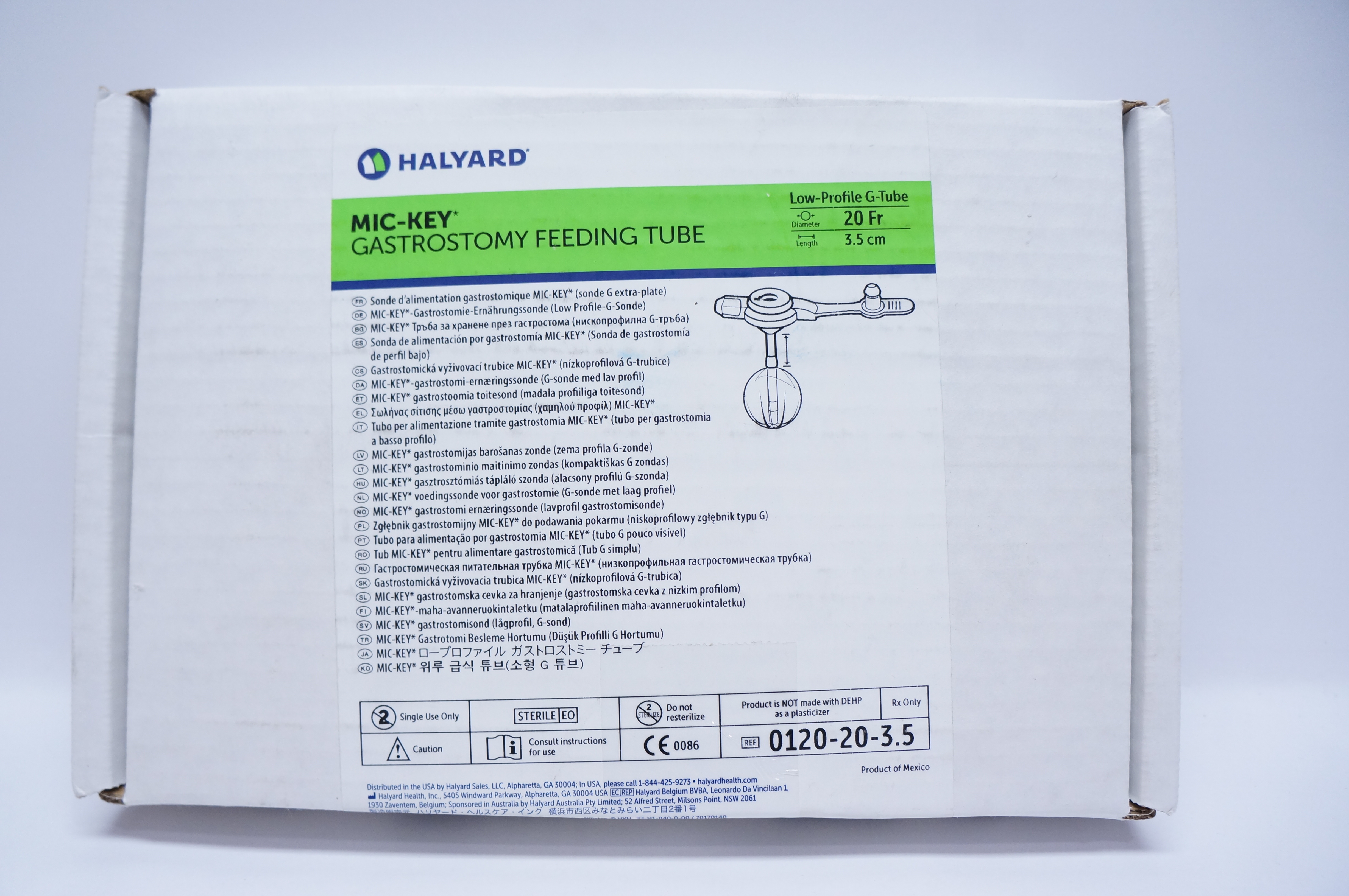 Halyard 0120-20-3.5 MIC-KEY Gastrostomy Feeding Tube 20Fr. x 3.5cm (x)