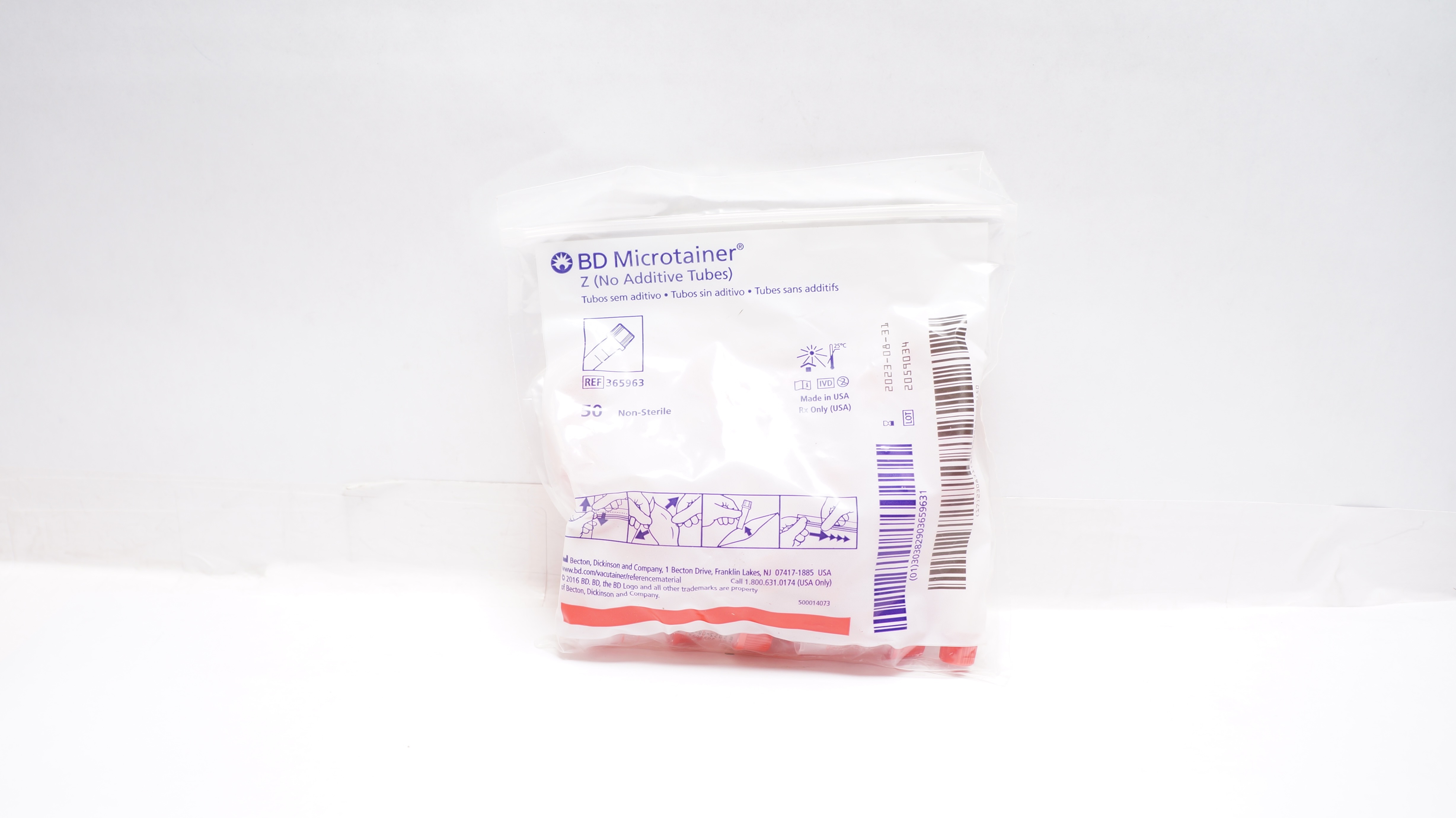 BD 365963 Becton Microtainer Z No Additive Tubes (x) - Pack of 50