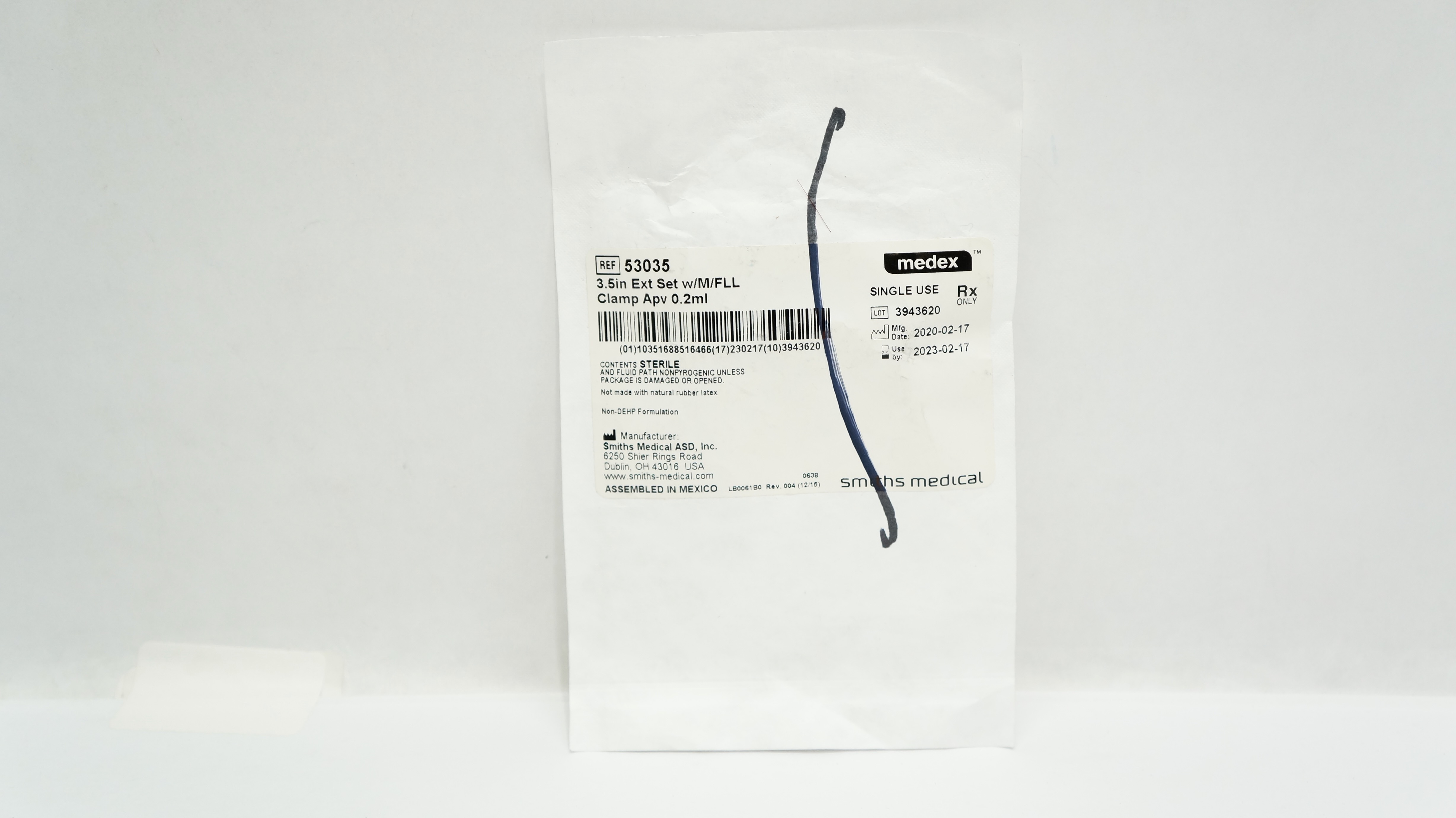 Smith Medical 53035 Medex 3.5 inch Ext Set x/M/FLL Clamp Apv 0.2 ml (x)