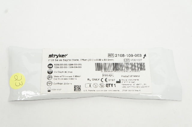 Stryker 2108-109-003 2108 Series Sagittal Blade.Offset 20.0 x 0.89 x 80.0mm (x)