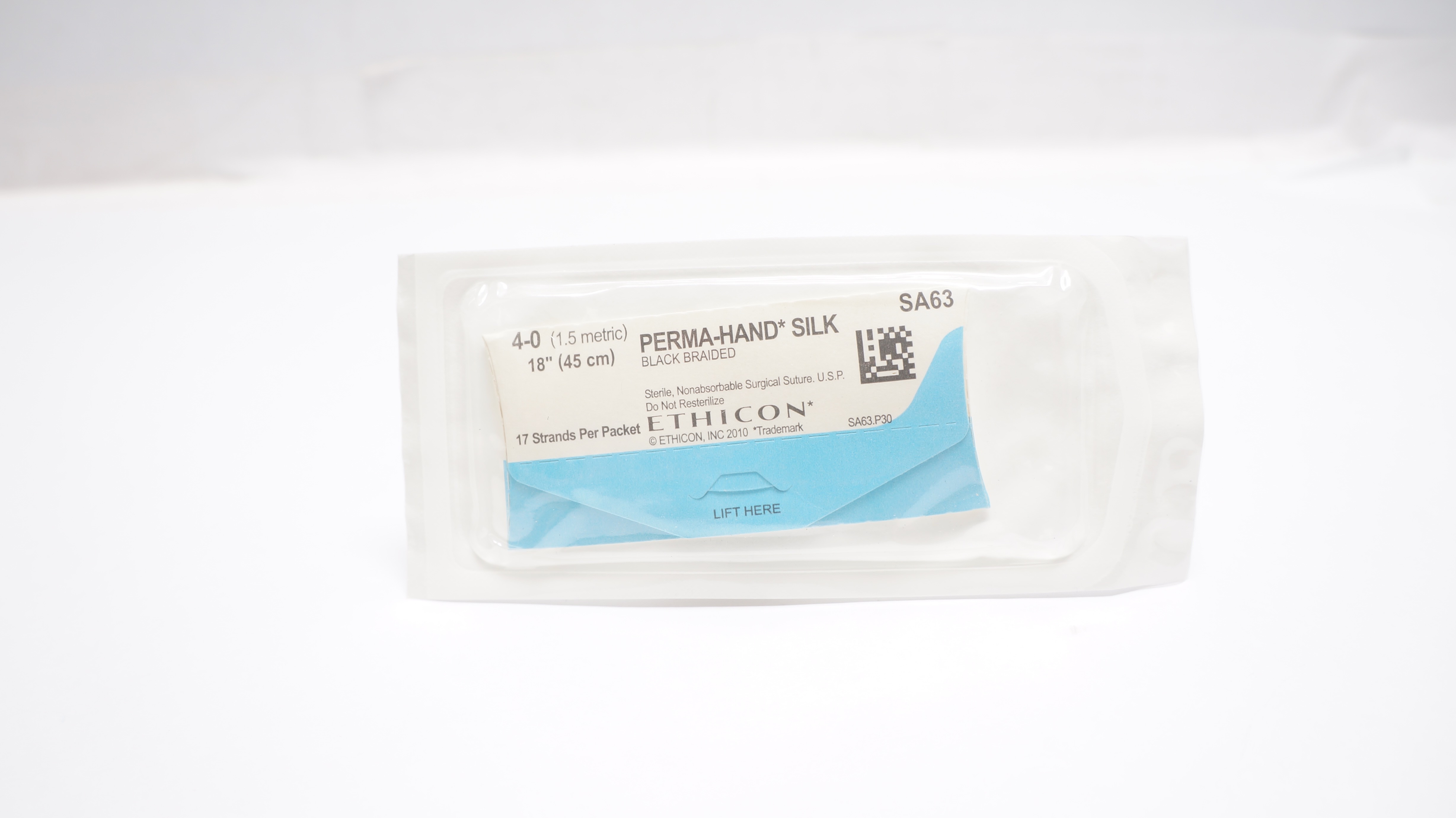 Ethicon SA63 4-0 Perma-Hand Silk Black Braided Surgical Stre, 18inch