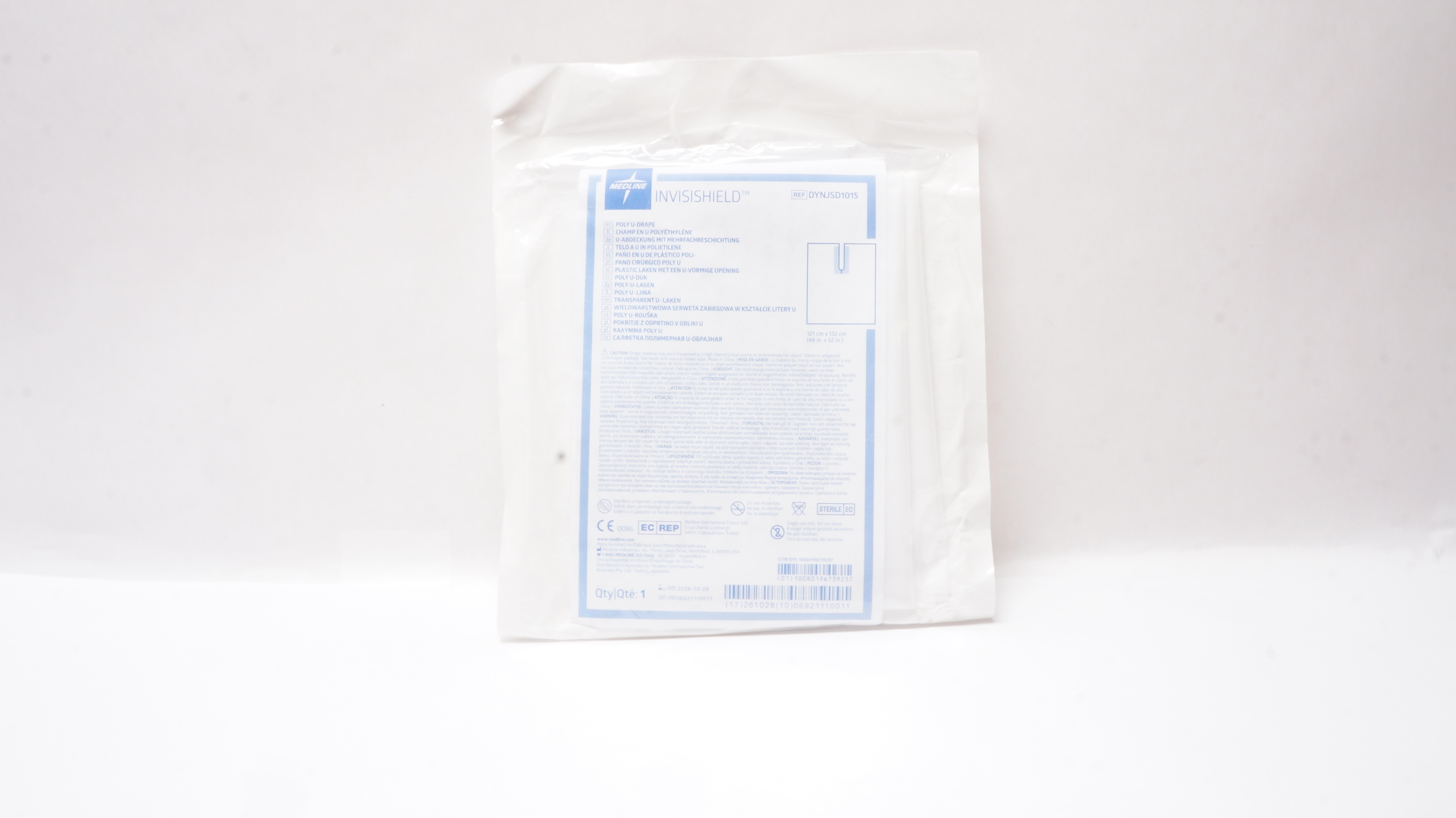 Medline DYNJSD1015 Invisishield Poly U-Drape 48inch x 52inch