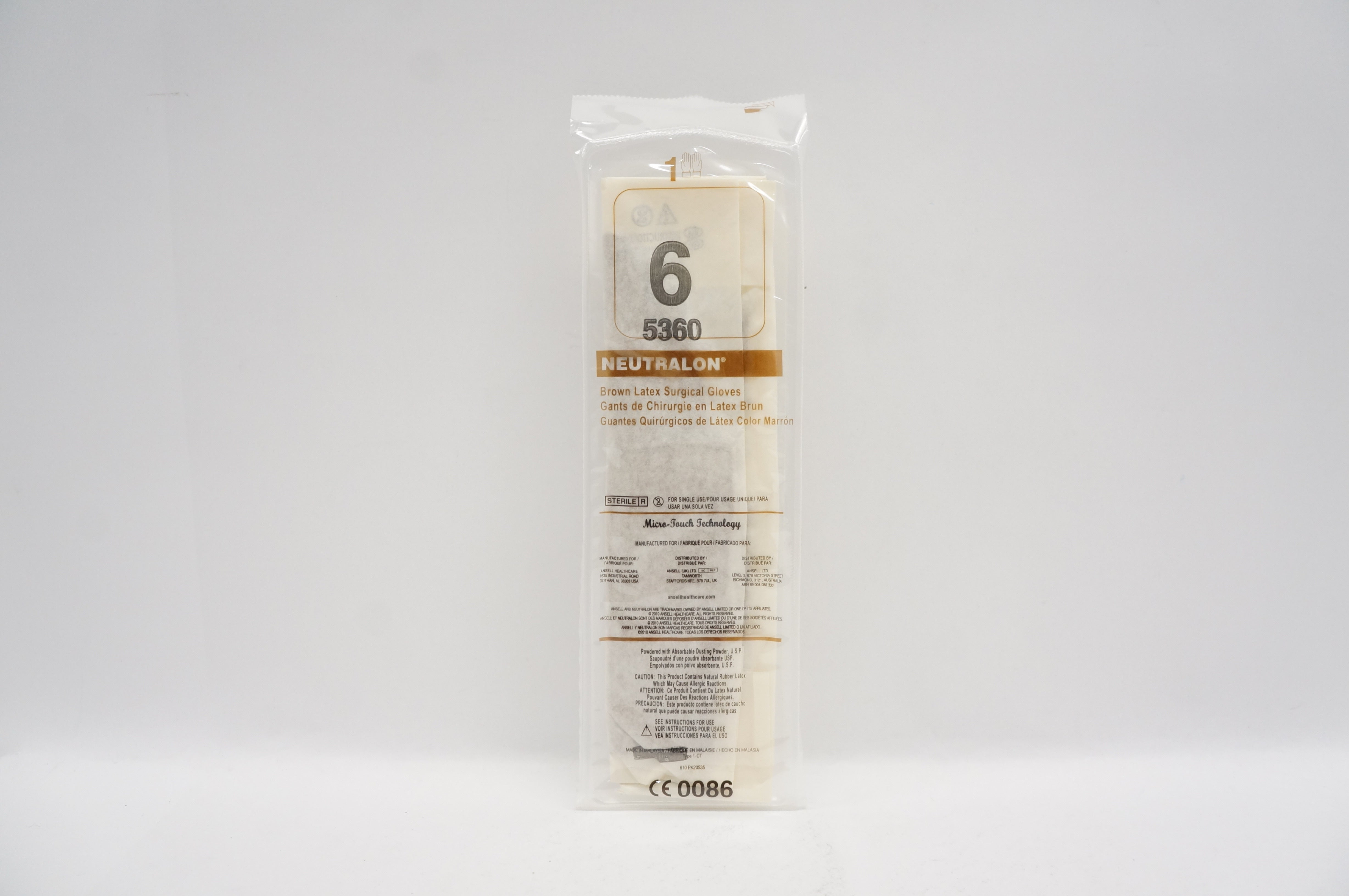 Ansell 5360 Neutralon Brown Latex Surgical Gloves, 6 (x)