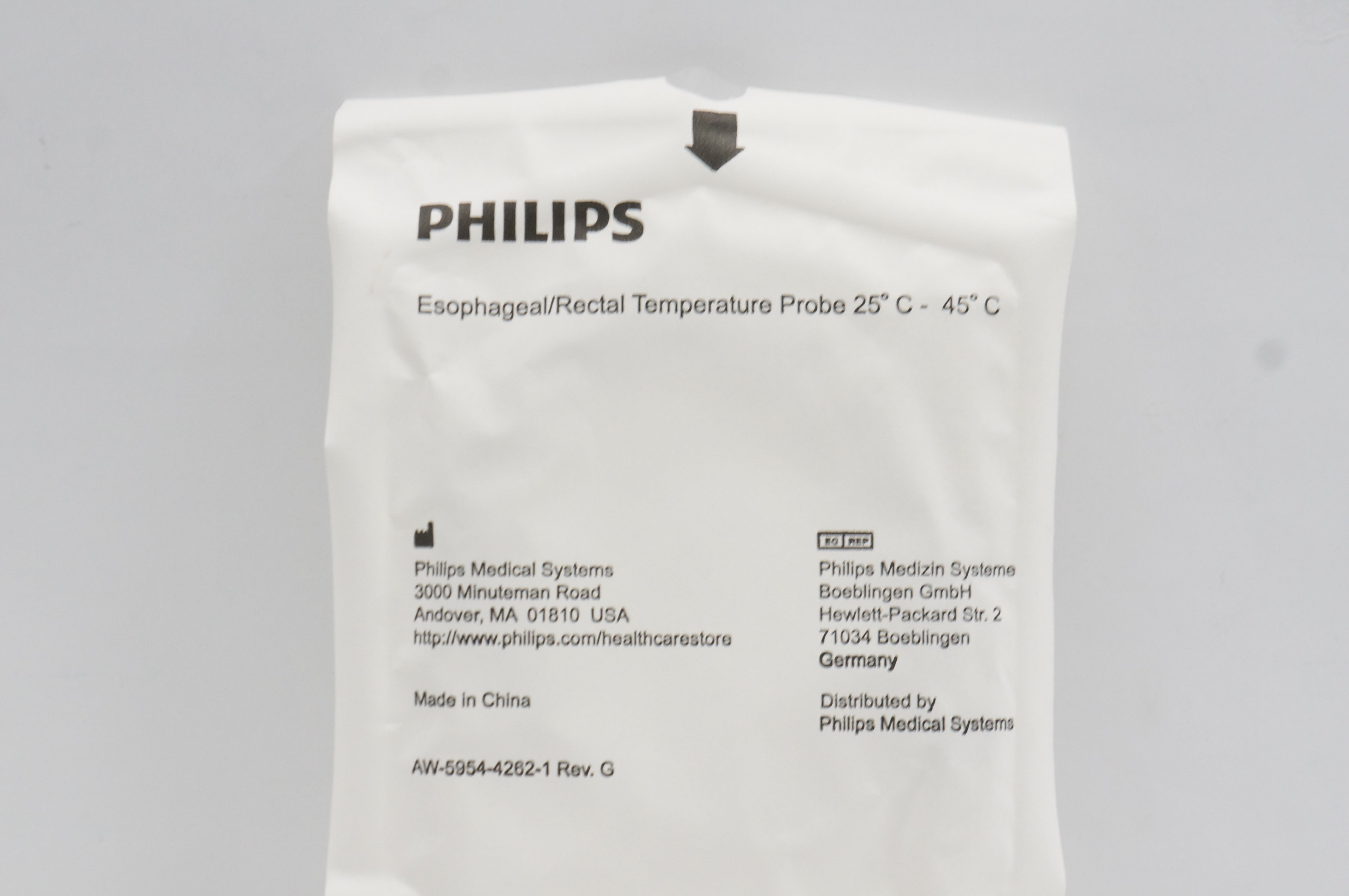 Philips 989803100941 Esophageal/Rectal Temperature Probe 12Fr, 25-45 Degree C