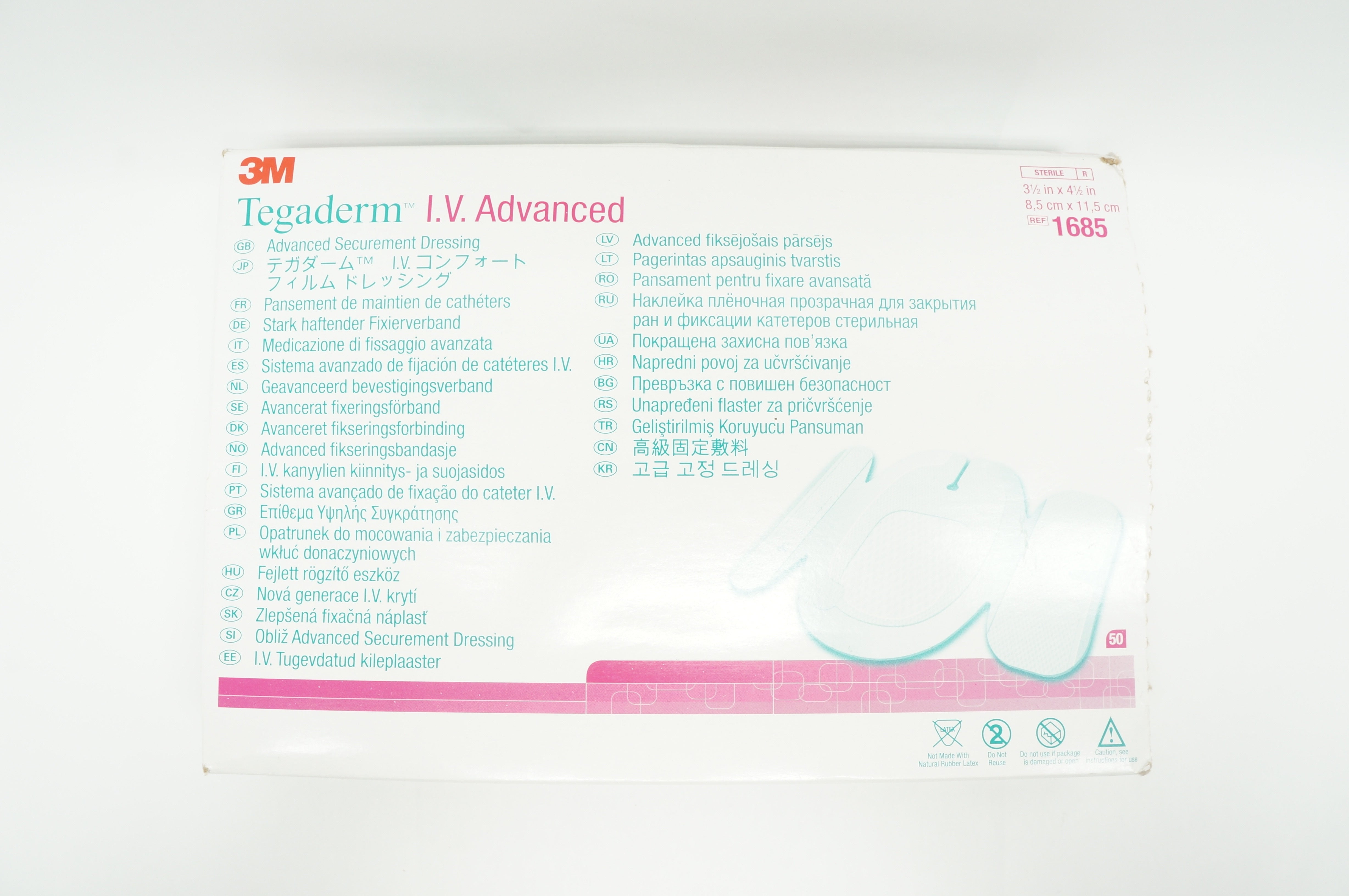 3M 1685 Tegadem I.V. Advanced Securement Dressing 3-1/2 x 4-1/2 inch - Box of 50