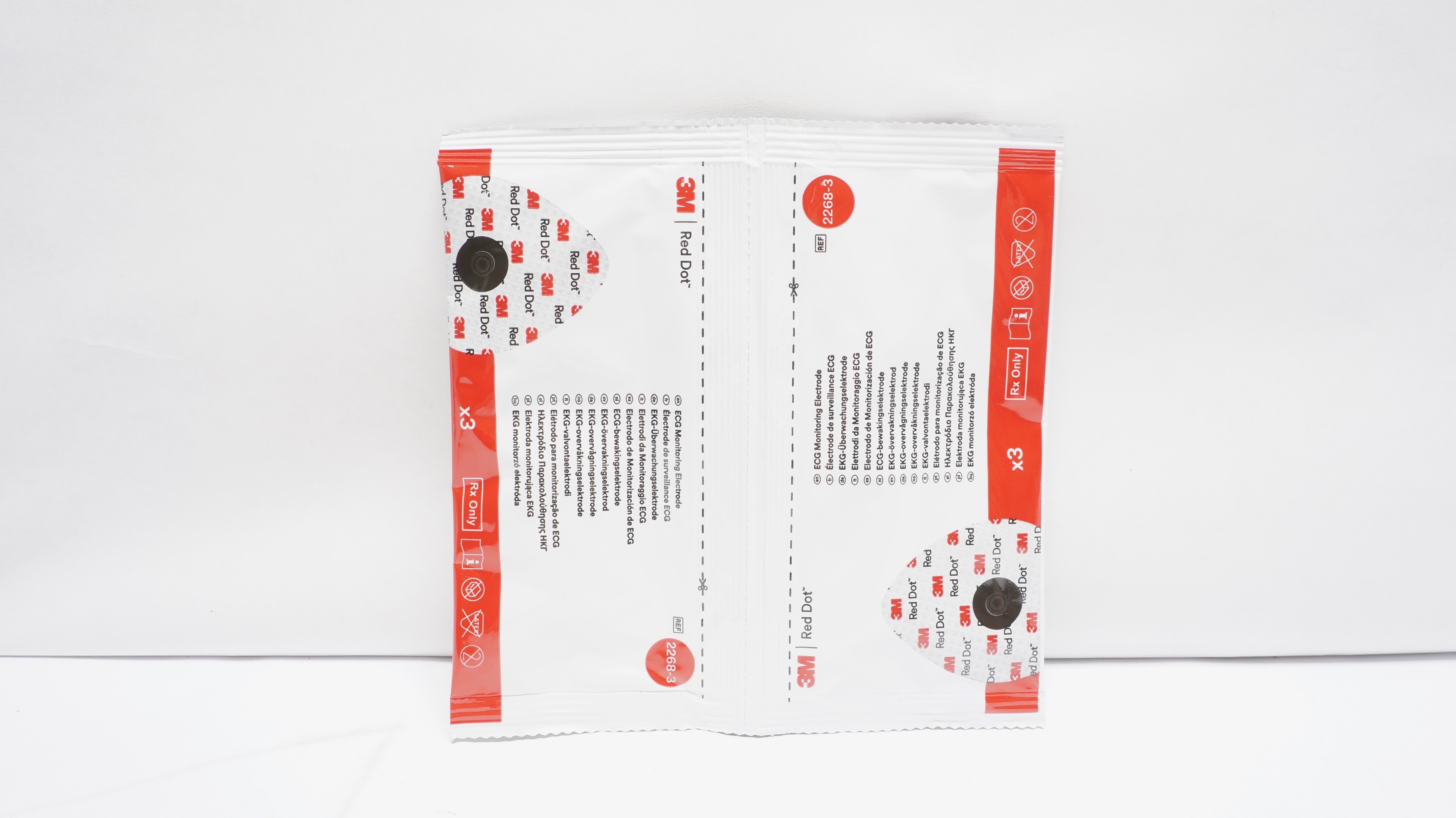 3M 2268-3 Red Dot ECG Monitoring Electrode, Pack of 3 - Lot of 3