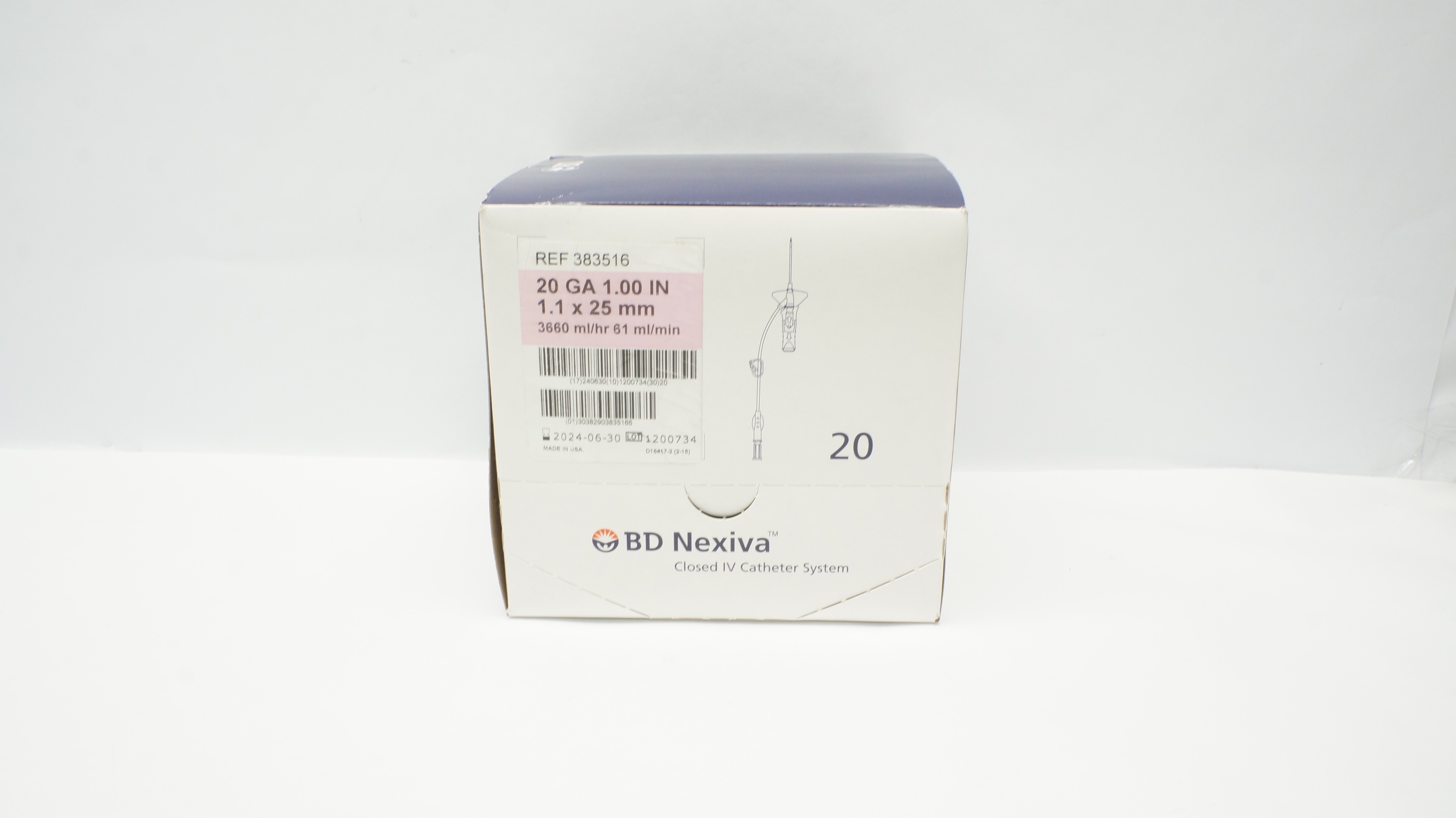 BD 383516 Nexiva Clodsed IV Cath. System 20GA x 1.00inch - Box of 20 (x)