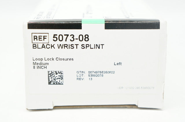 DeRoyal 5073-08 Black Wrist Splint Loop Lock Closures Medium, Left 8 inch