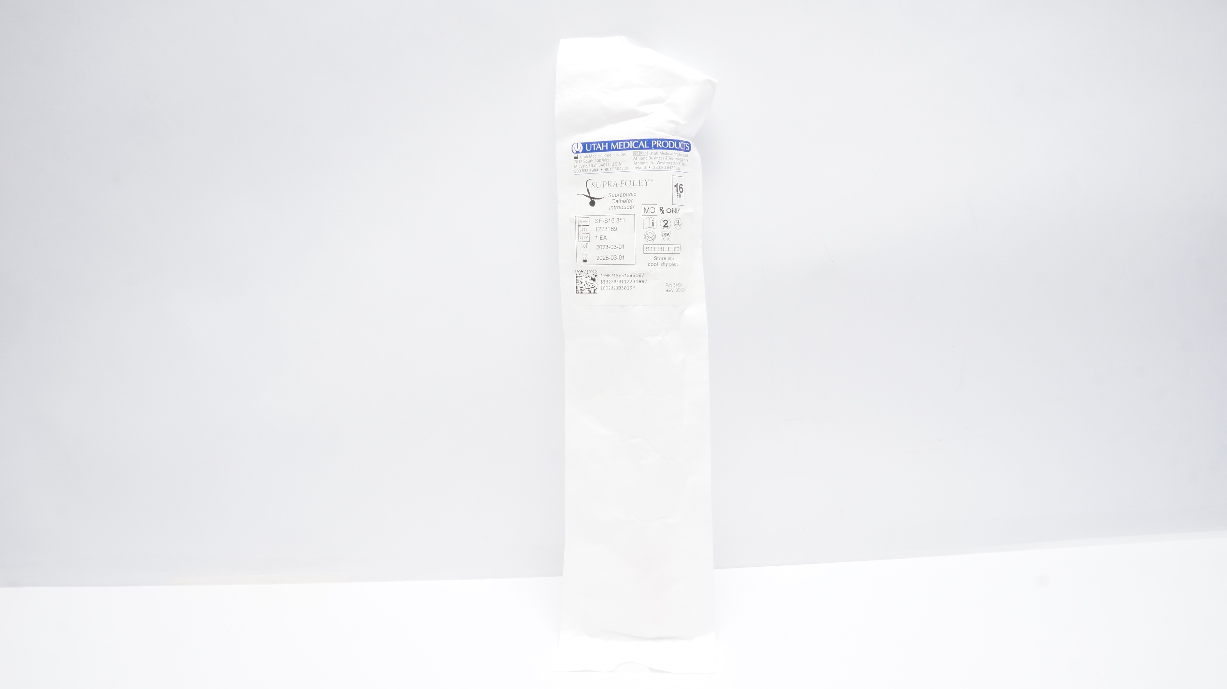 Utah Medical SF-S16-851 Supra-Foley Suprapubic Cath. Introducer 16Fr.