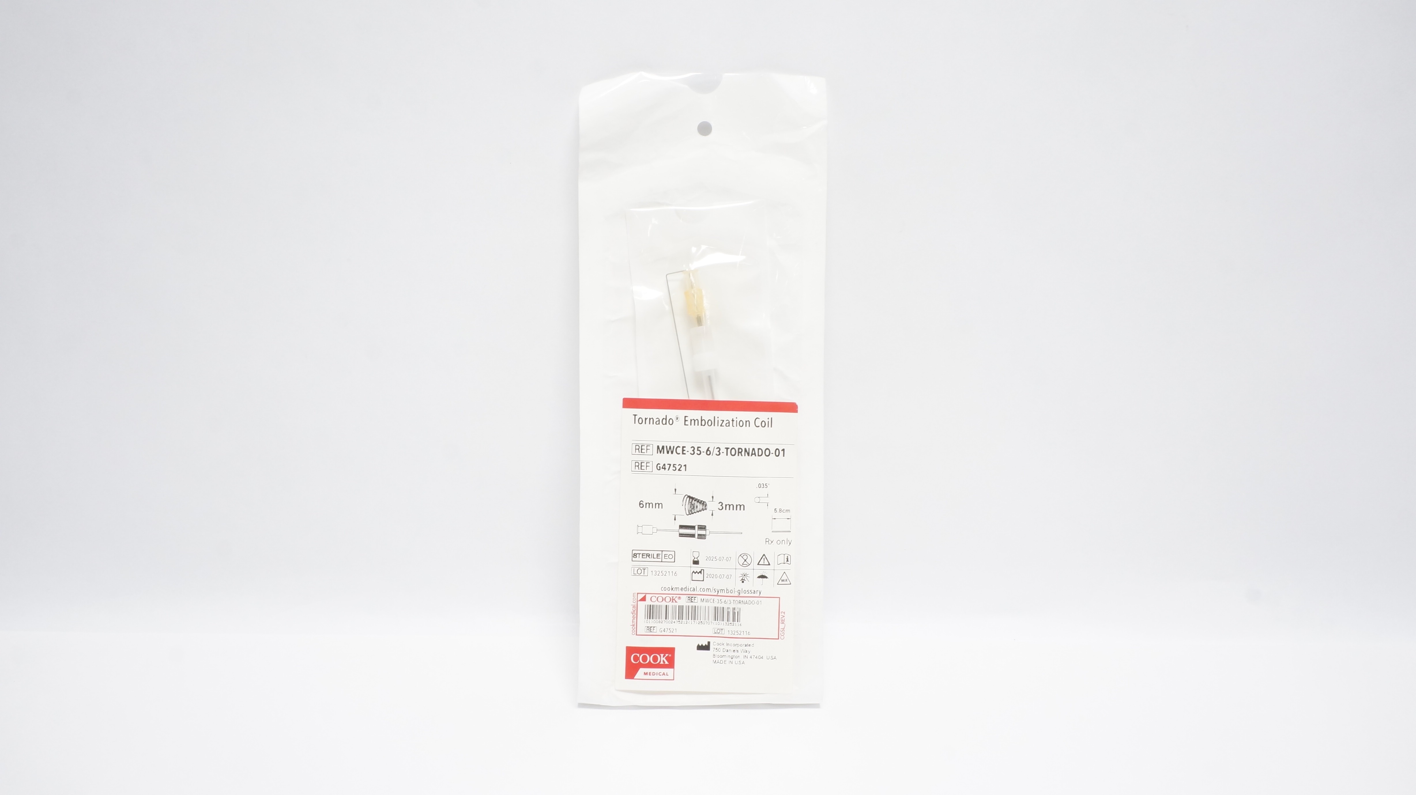 Cook Medical G47521 Tornado Embolization Coil 6mm x 3mm x .35In (x)