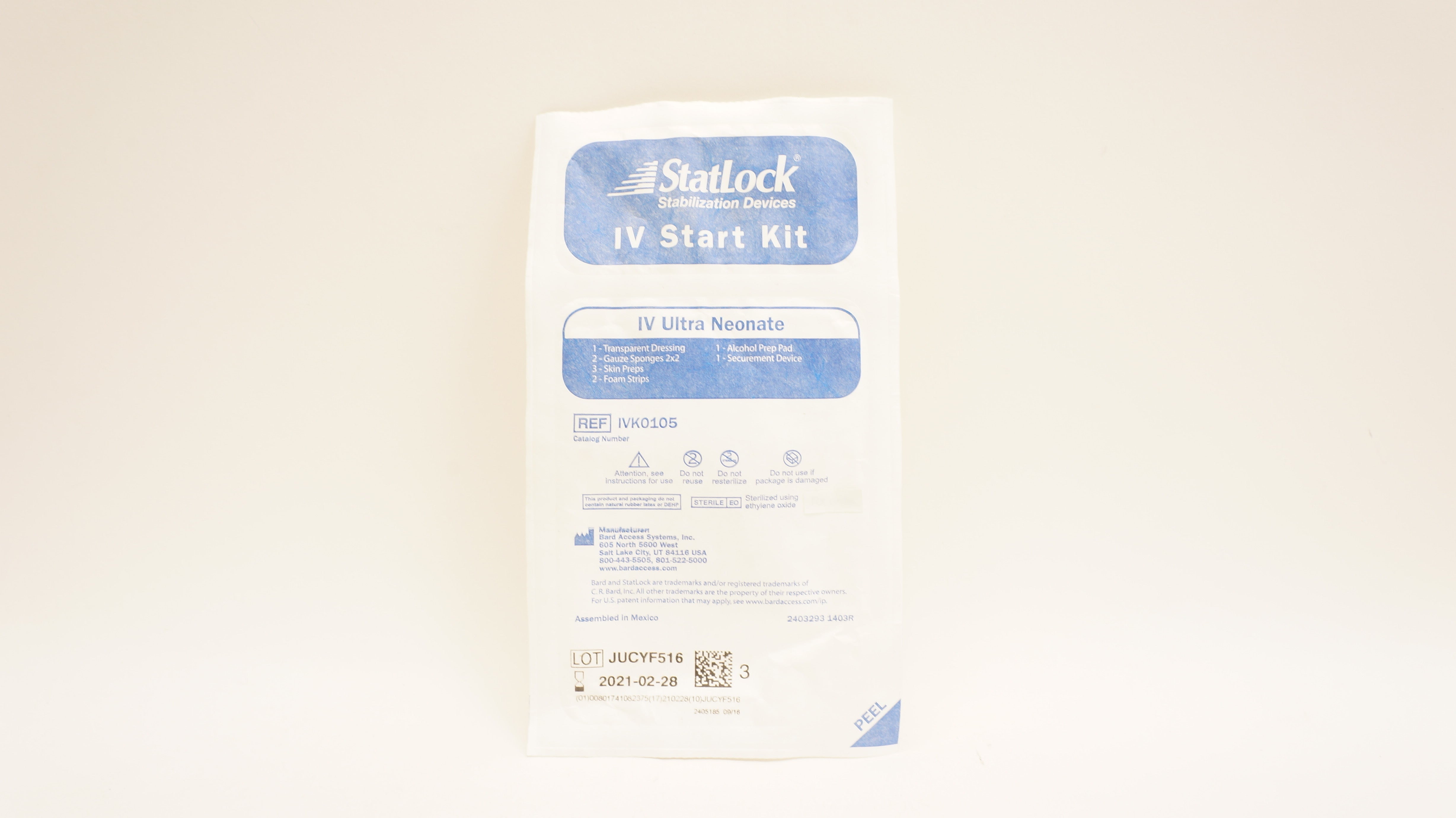 Bard IVK0105 STATLOCK IV Ultra Neonate Stabilization Device Kit (x)