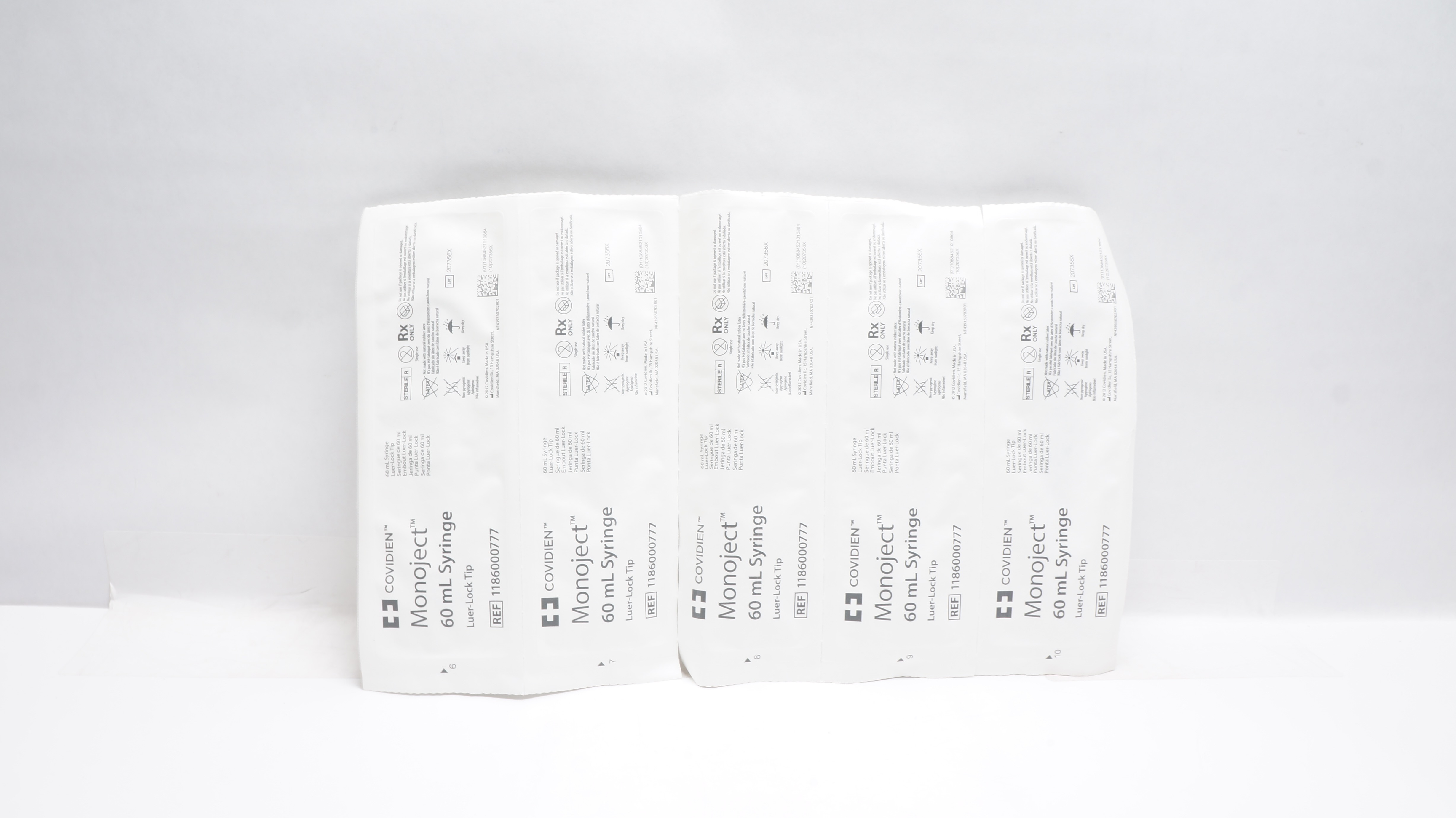 Covidien 1186000777 Monoject 60ml Syringe Luer-Lock Tip - Pack of 5