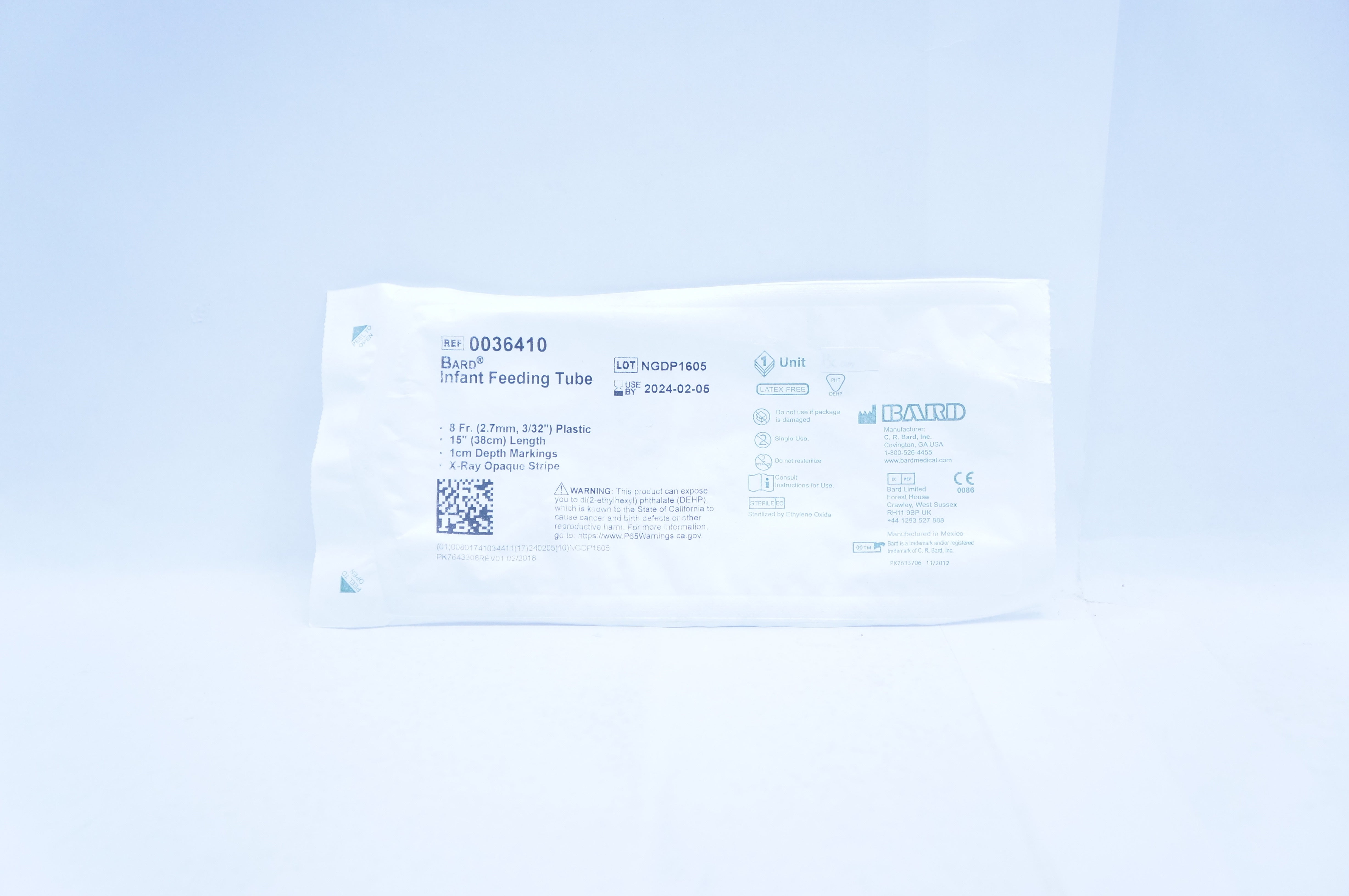 Bard 0036410 Latex-Free Infant Feeding Tube 8Fr. x 15inch