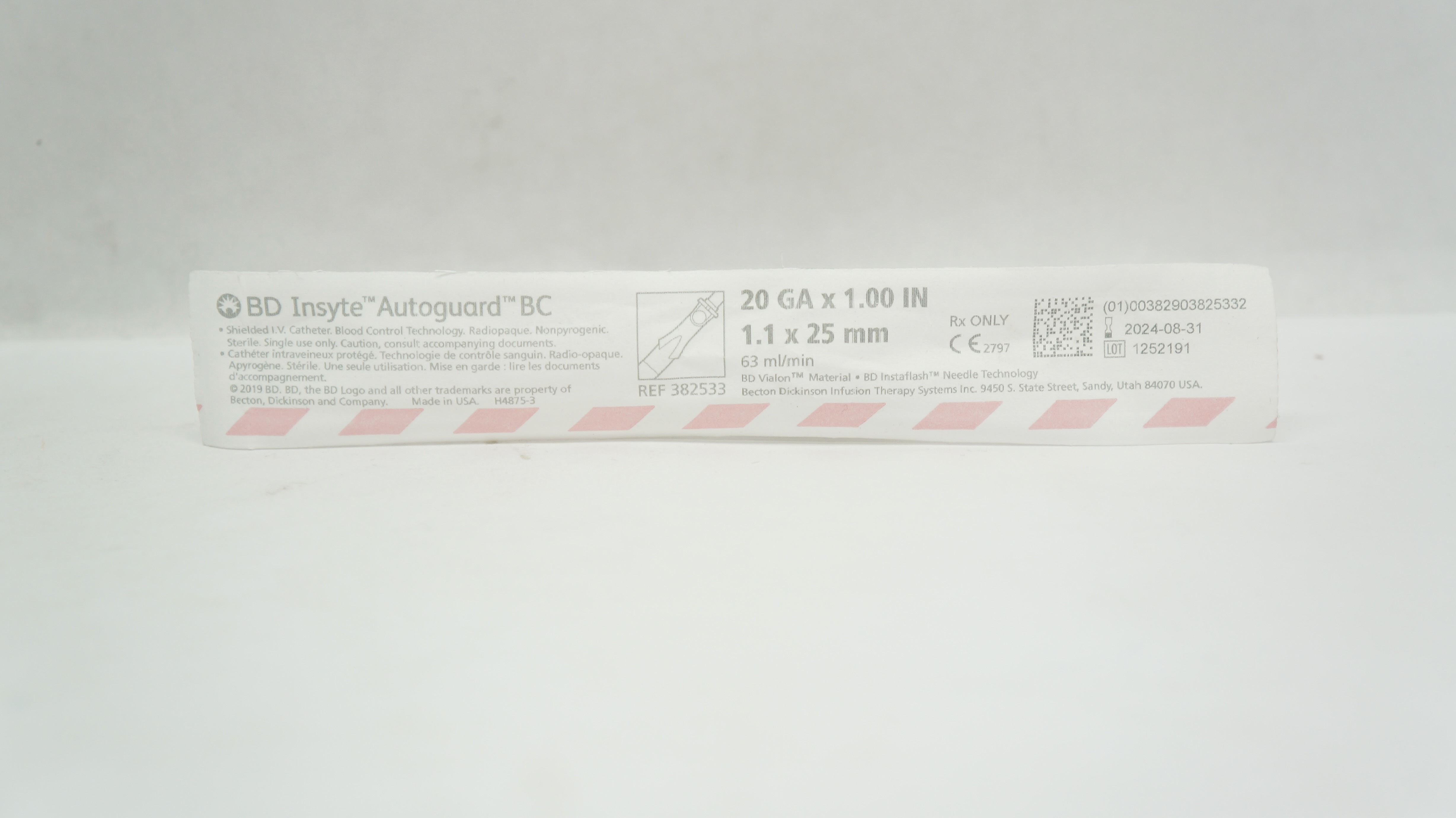 BD 382533 Insyte Autoguard BC Shielded IV Cath. 20Ga x 1.00inch