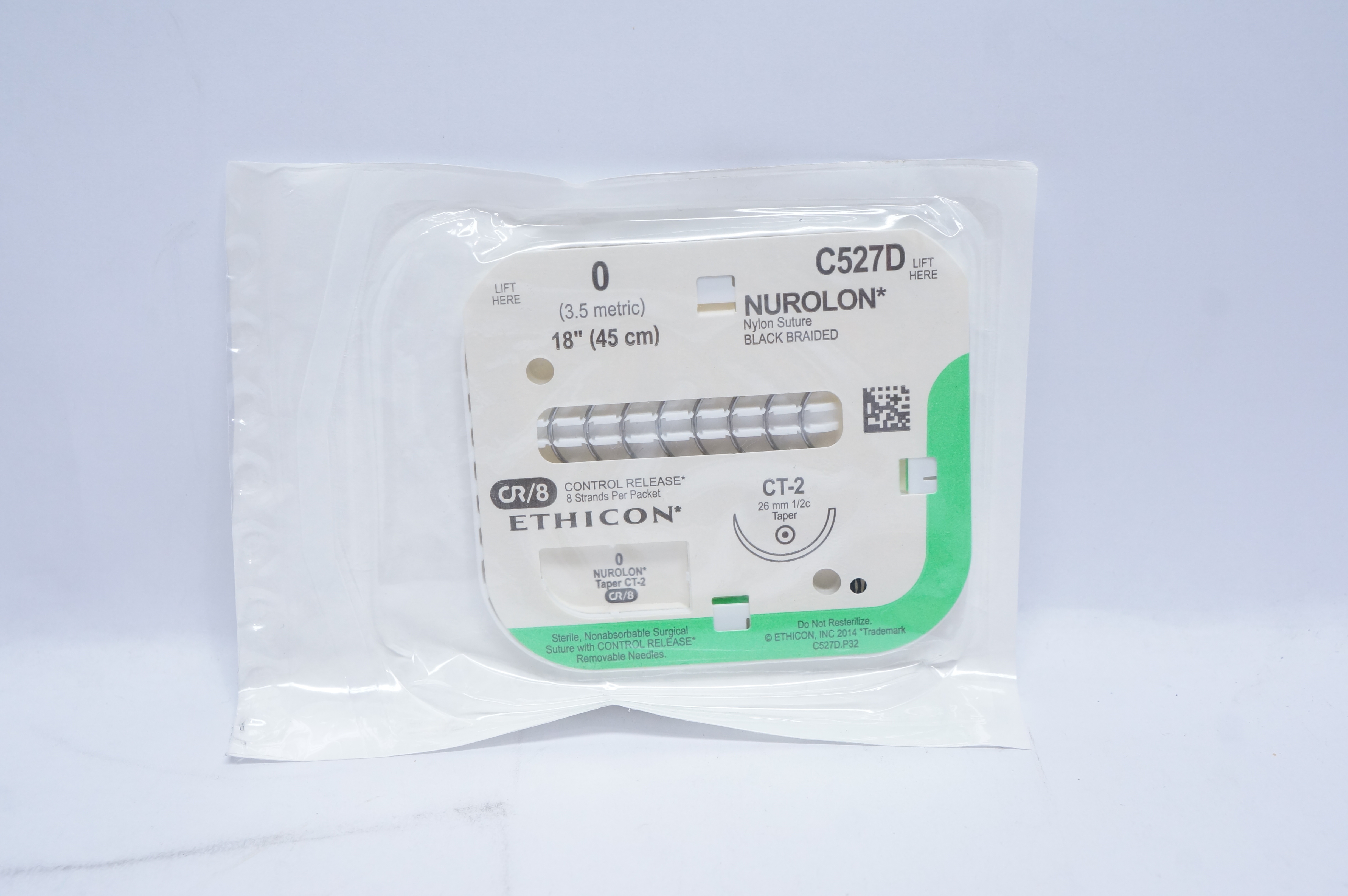 Ethicon C527D 0 NUROLON, CT-2, 26mm 1/2c Taper, 18inch