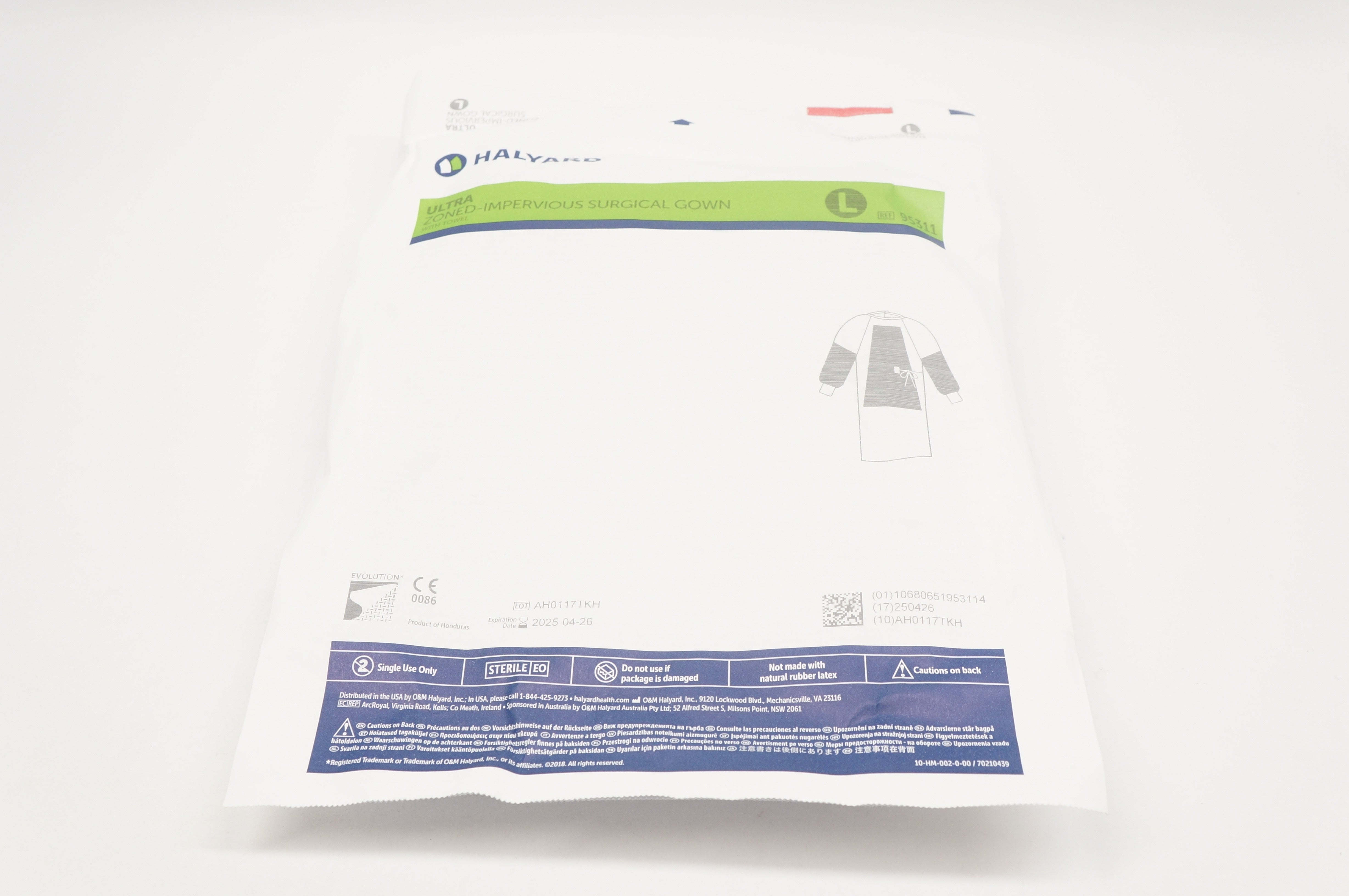 Halyard 95311 Ultra Zoned-Impervious Surgical Gown With Towel L