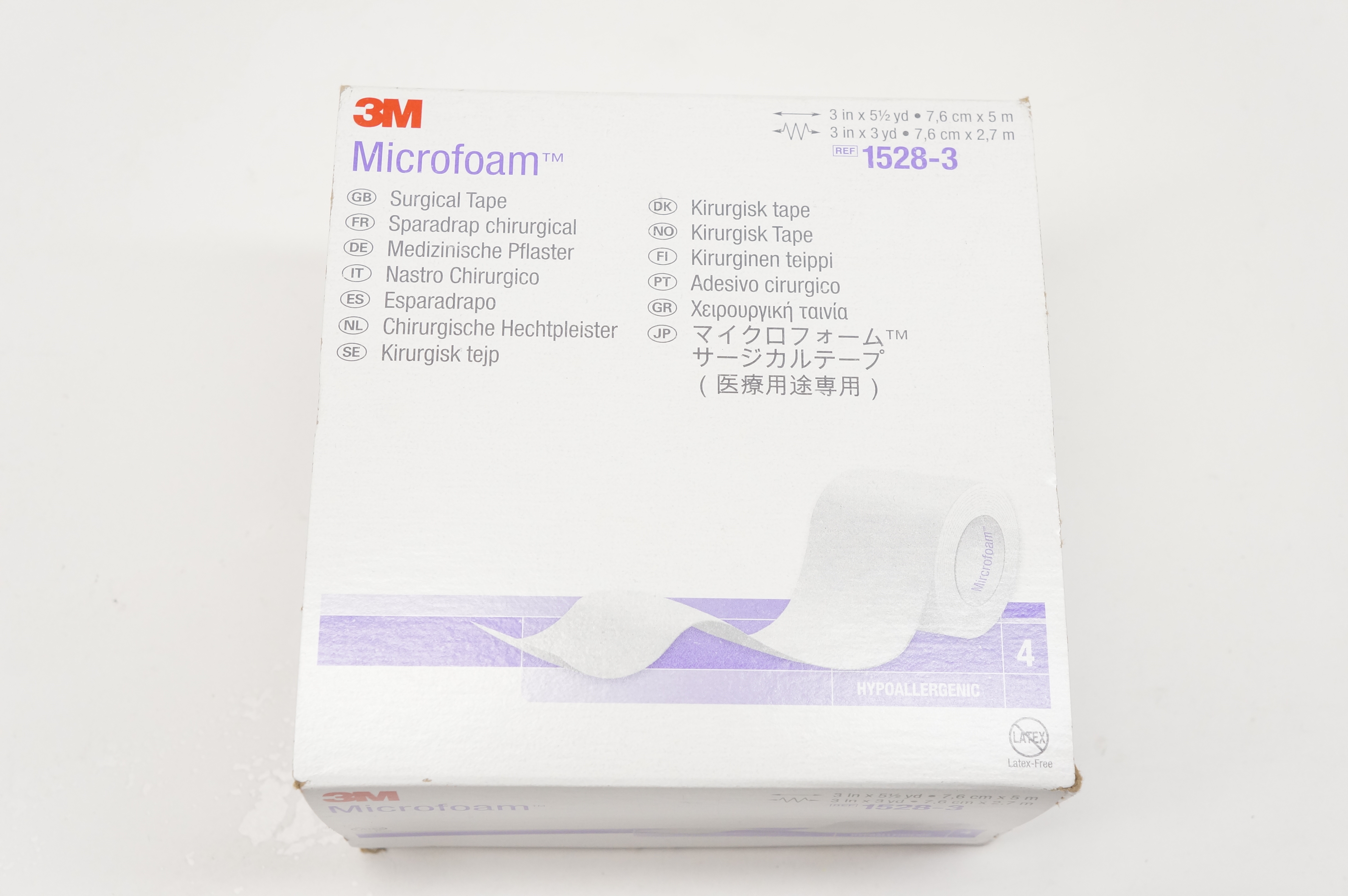 3M 1528-3 Microfoam Surgical Tape 3inch x 3yd. - Box of 4