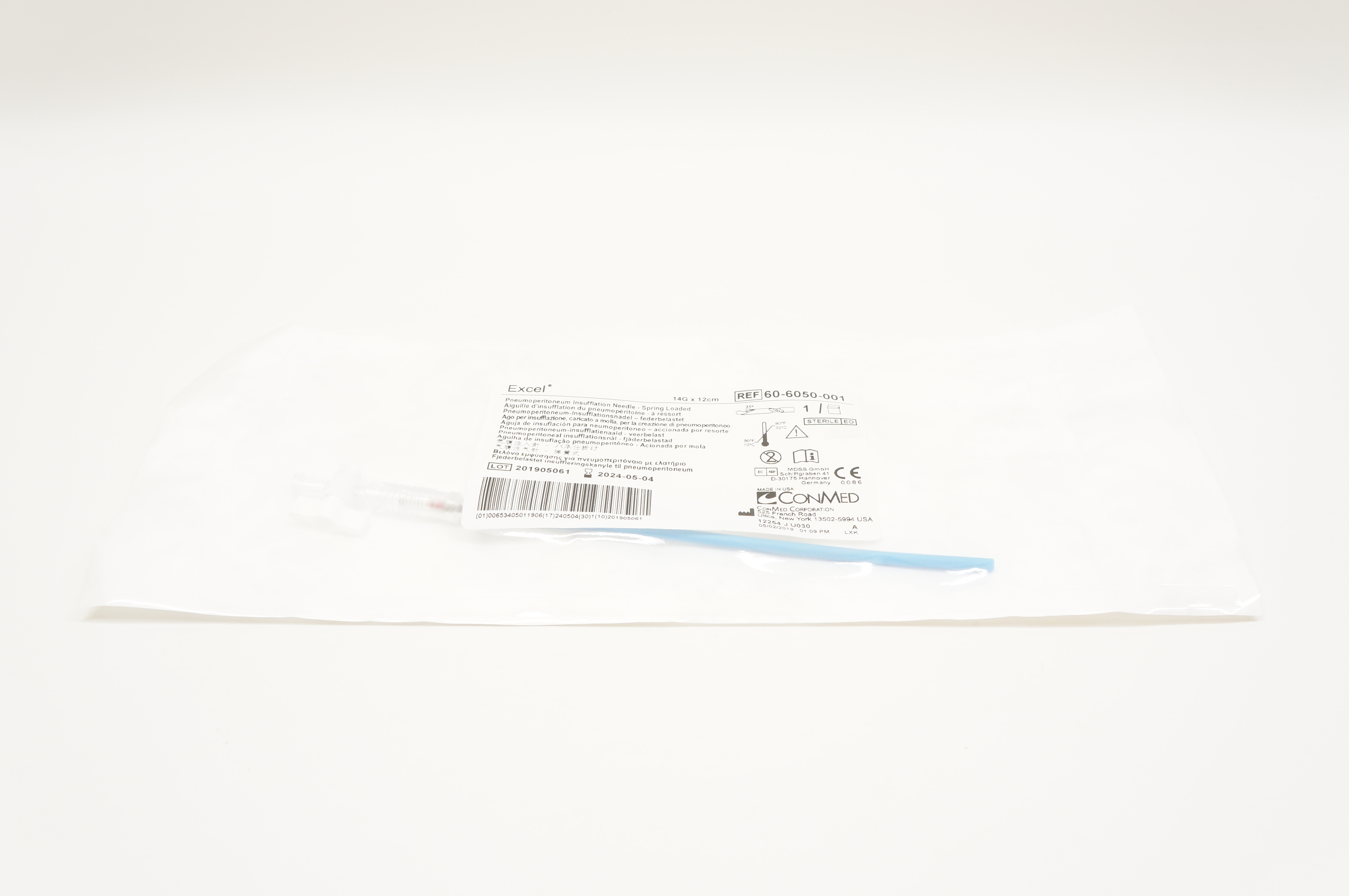 ConMed 60-6050-001 Excel Pnemoperitoneum Insuflation Ndle 14G x 12cm