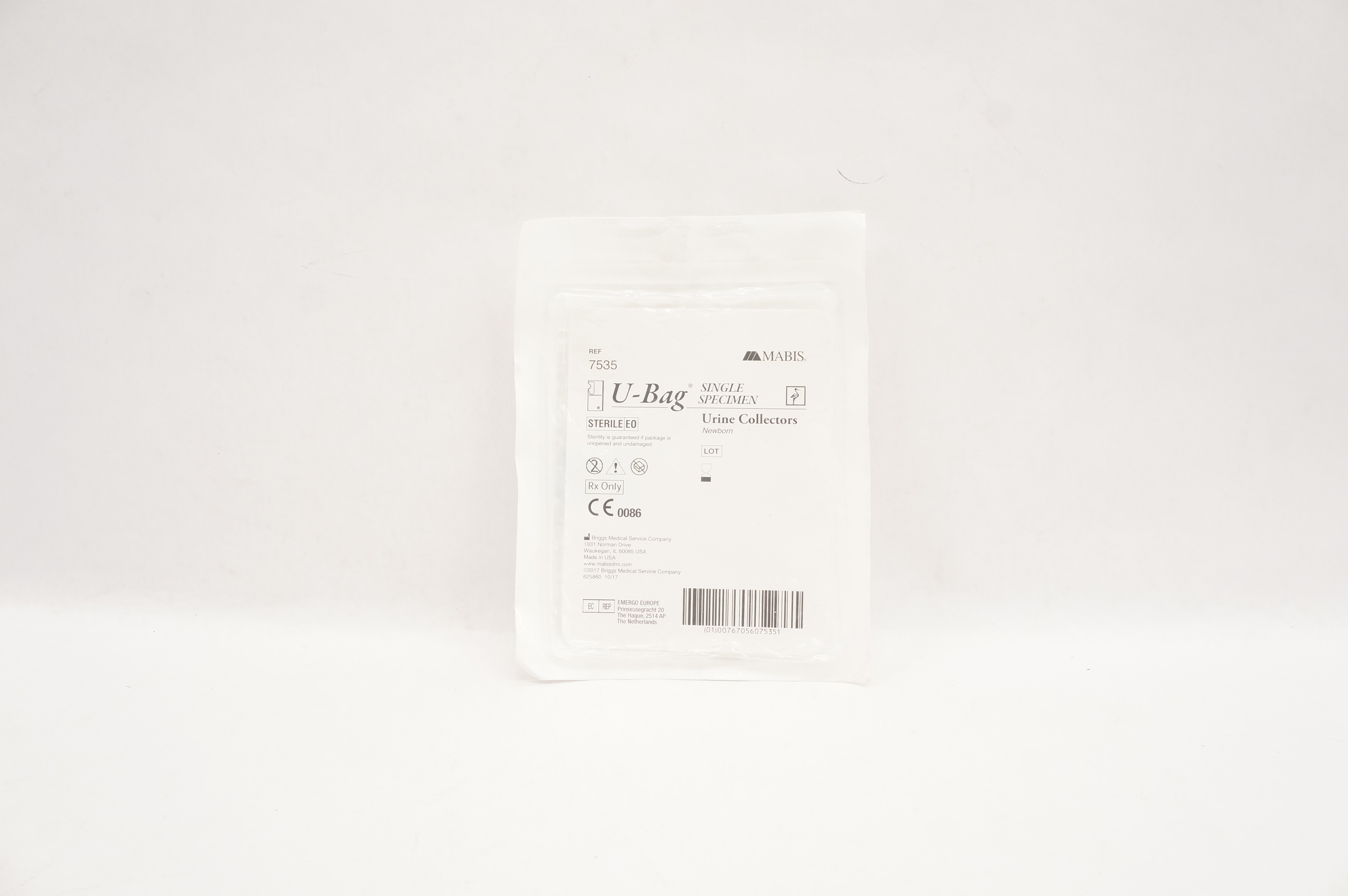 Briggs 7535 Mabis Healthcare U-Bag Single Specimen Urine Collectors Newborn