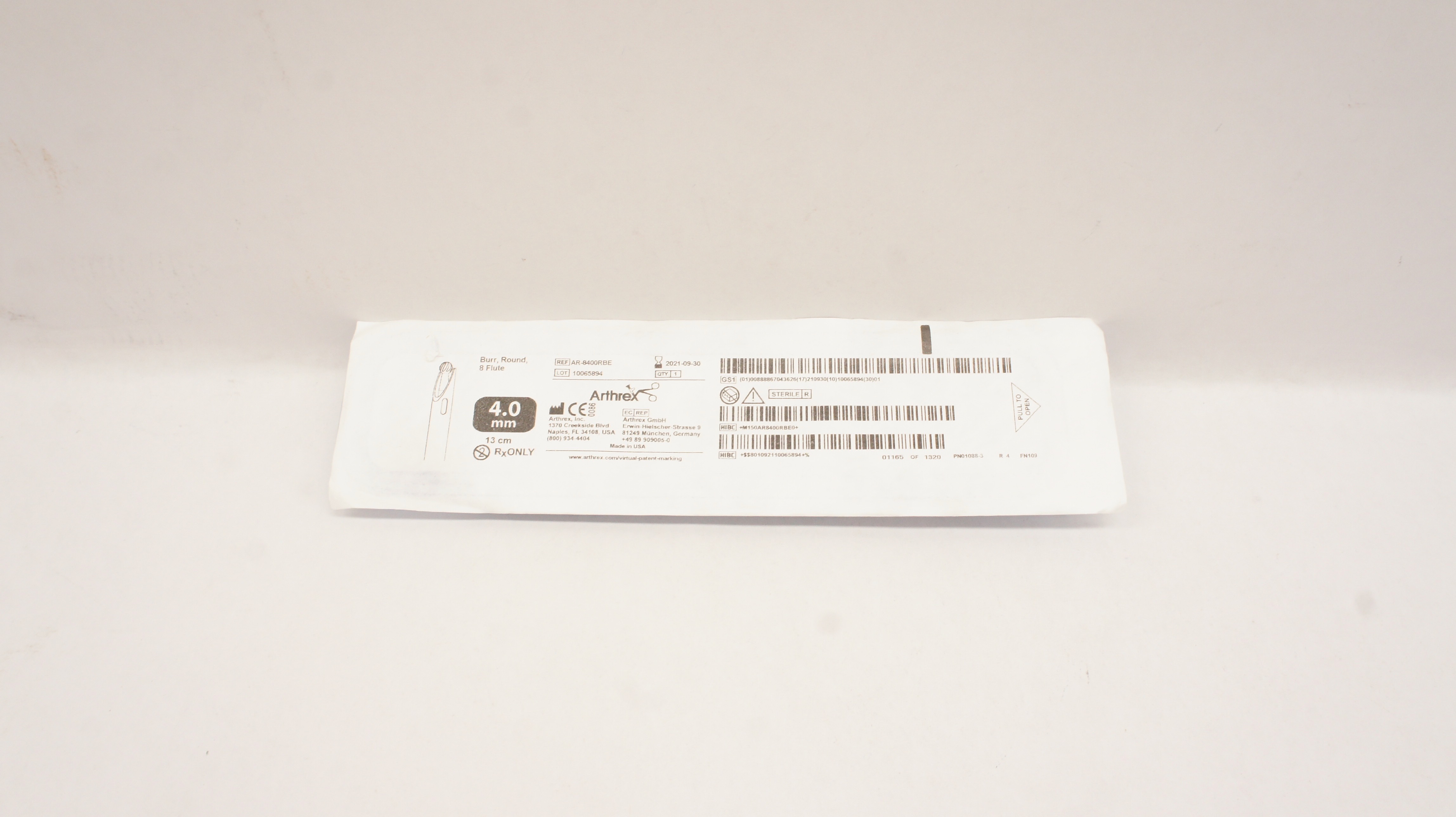 Arthrex AR-8400RBE Burr Round 8 Flute 4.0mm x 13cm (x)