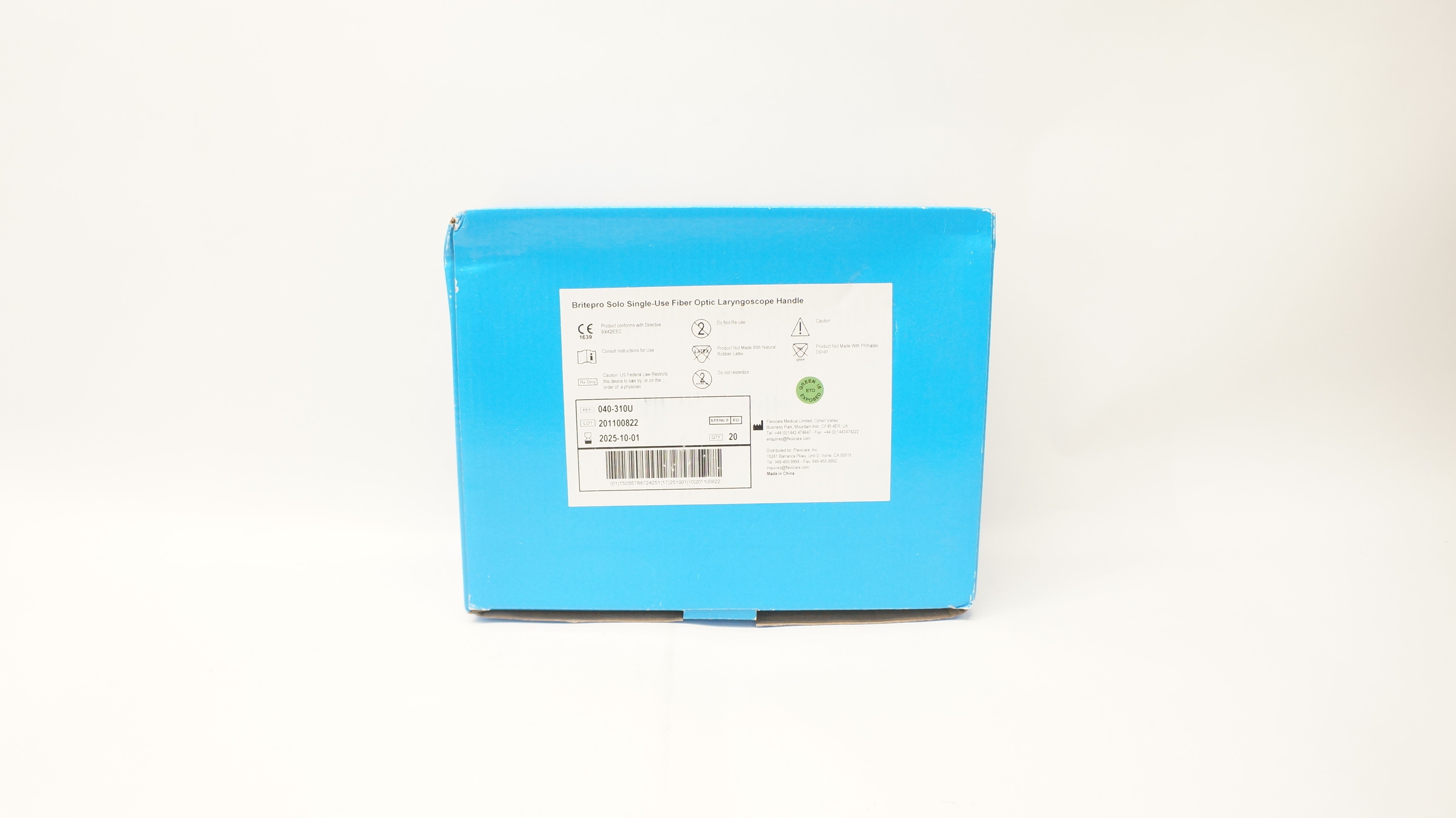 Flexicare 040-310U BritePro Solo Fiber Optic Laryngoscope Handle - Box of 20