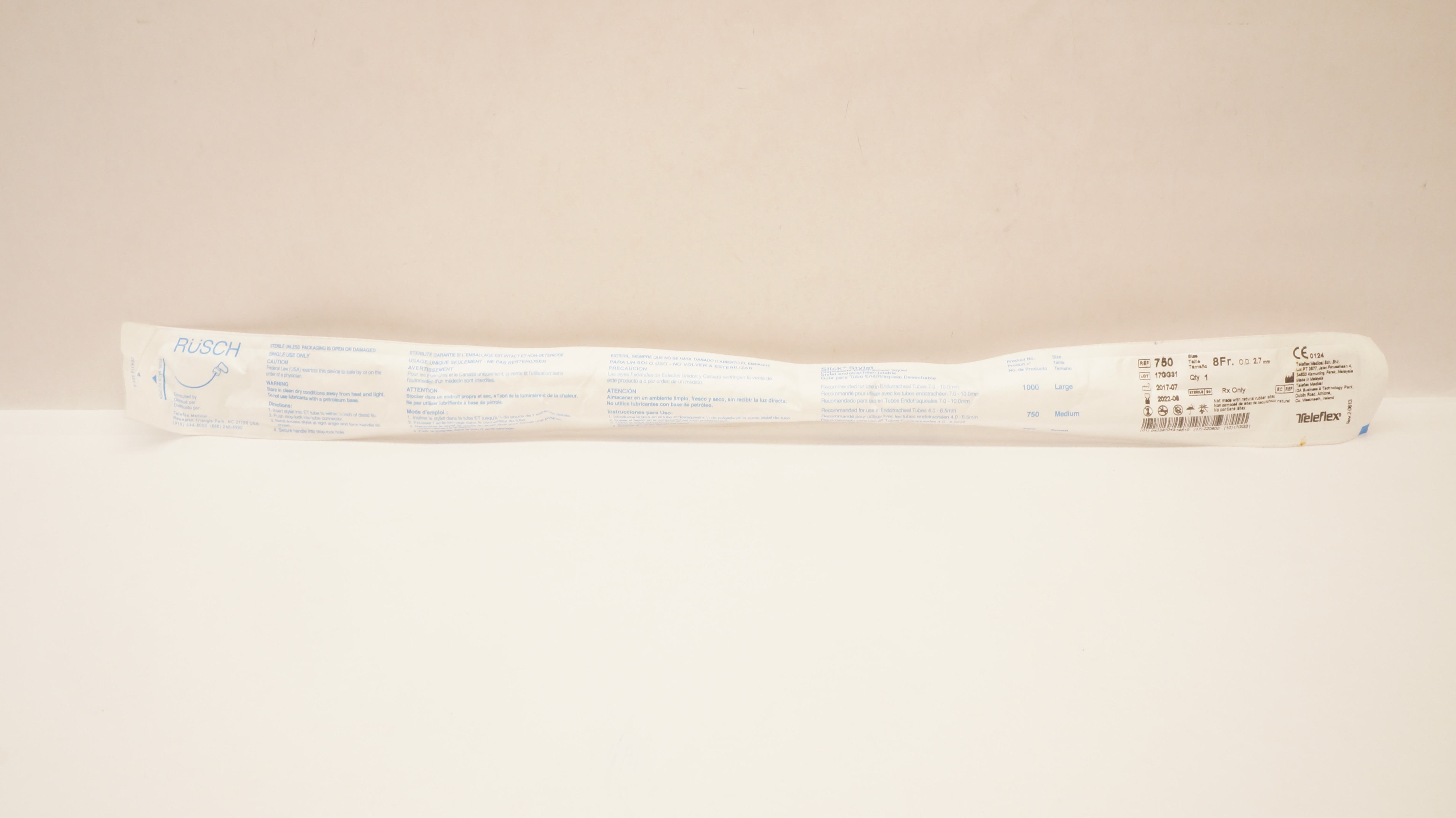 Teleflex 750 Rusch Slick Stylet Disposable Endotracheal Stylet 8Fr x 2.7mm OD(x)