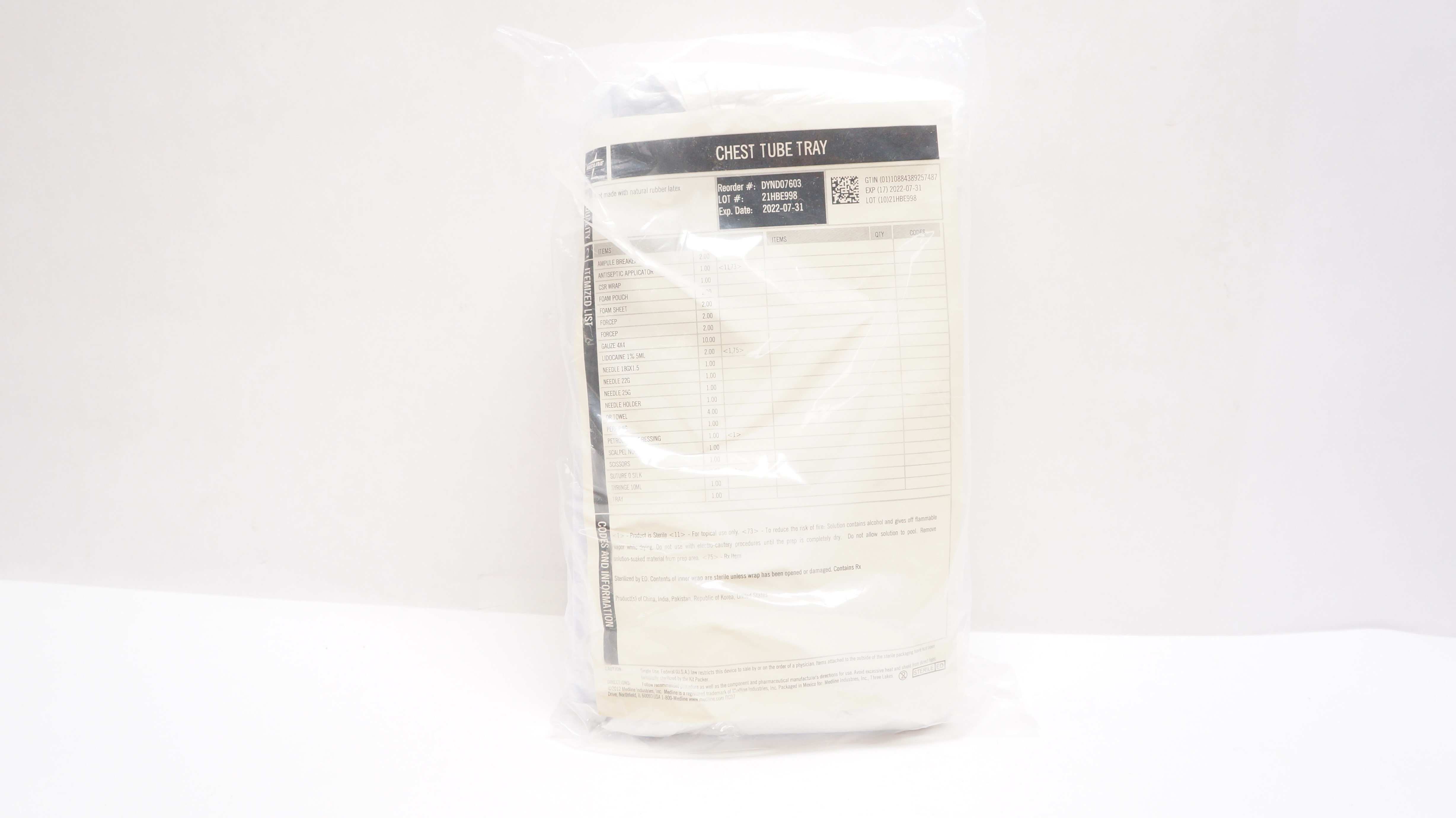 Medline DYND07603 Chest Tube Tray (x)