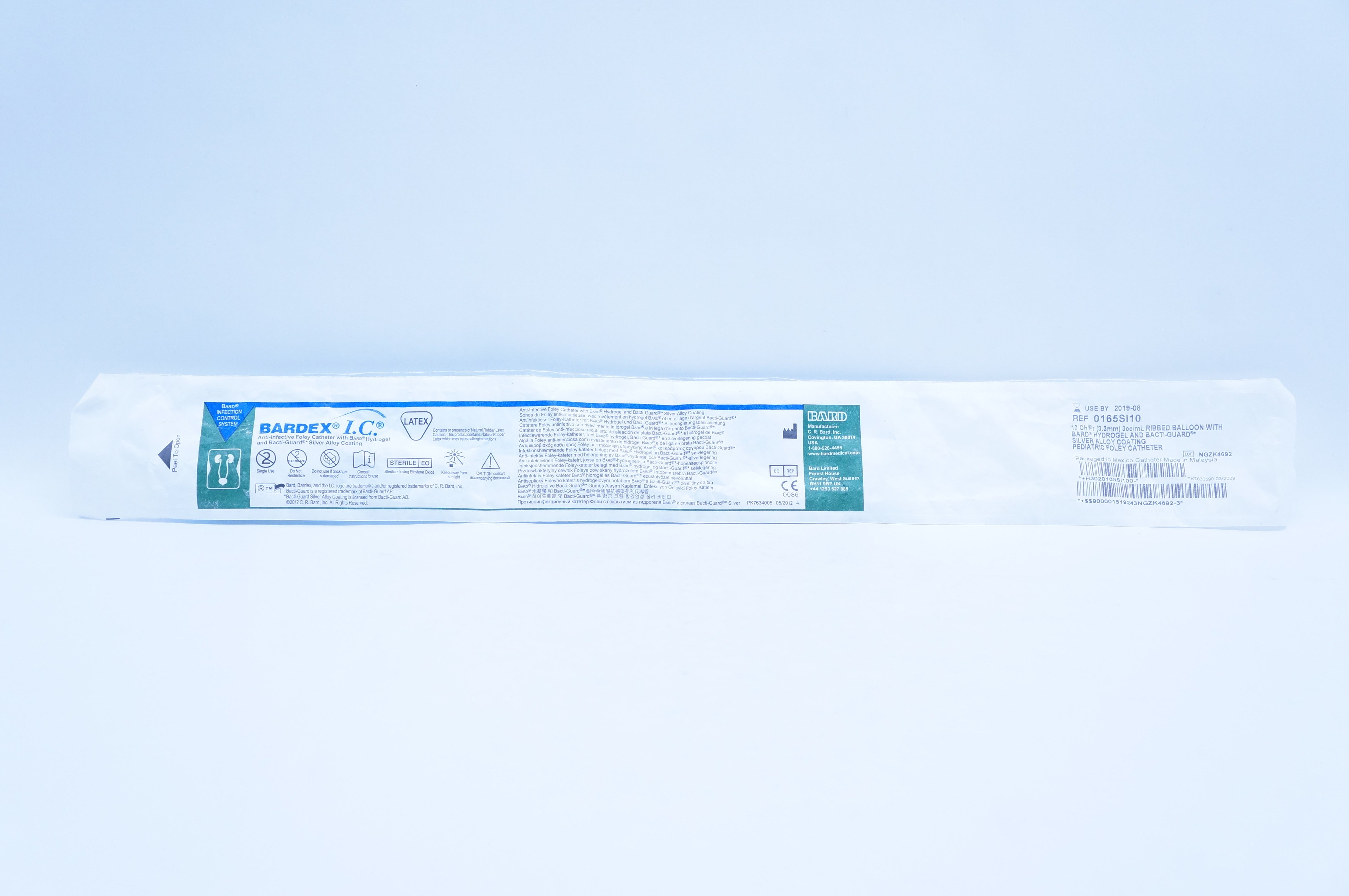 Bard 0165SI10 Bardex Anti-Infective Pediatric Foley Cath. 10Fr 3cc/mL (x)