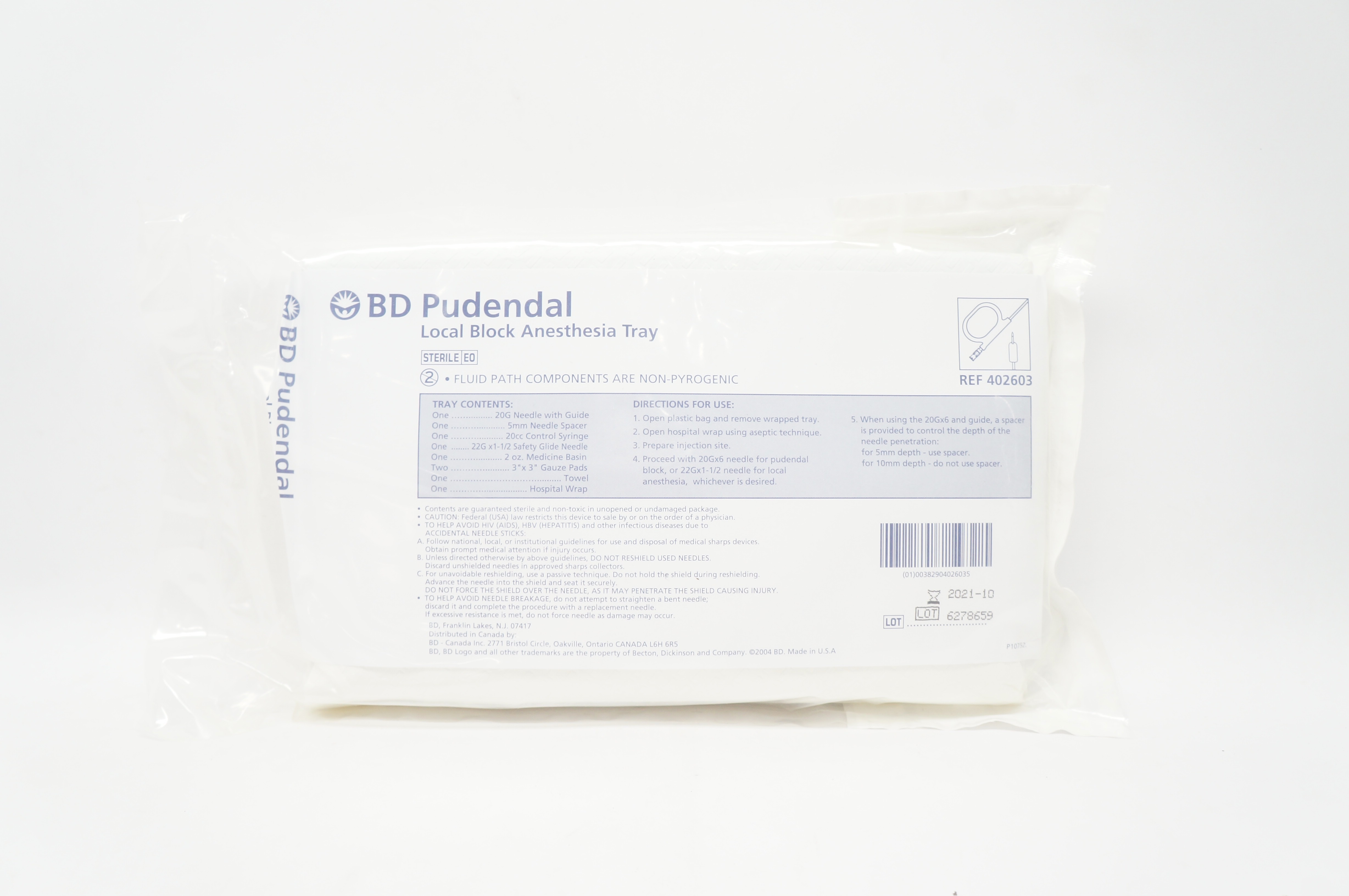 BD 402603 Pudendal Local Block Anesthesia Tray (x)