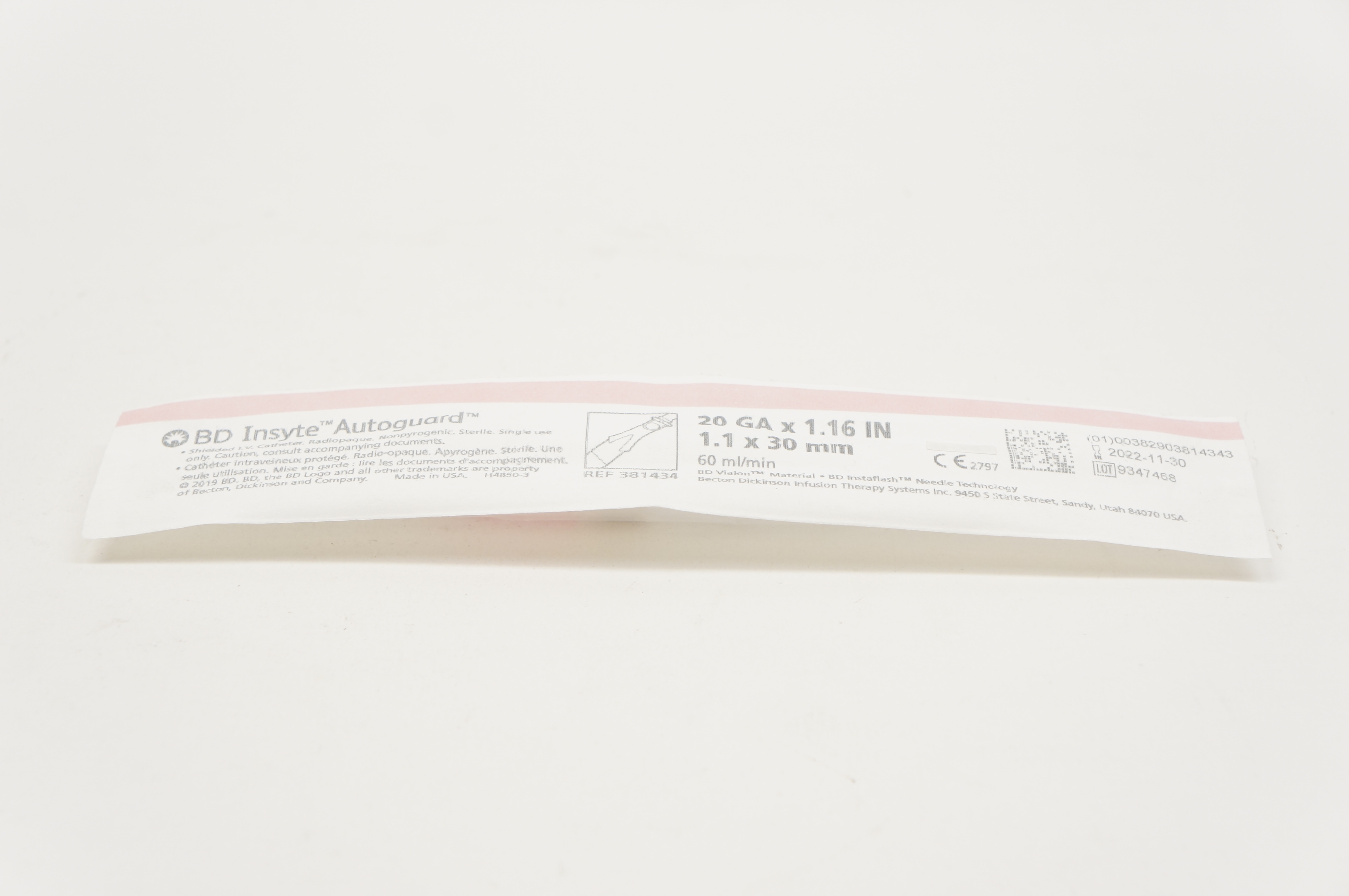 BD 381434 Insyte Autoguard Shielded IV Cath. 20Ga x 1.16inch