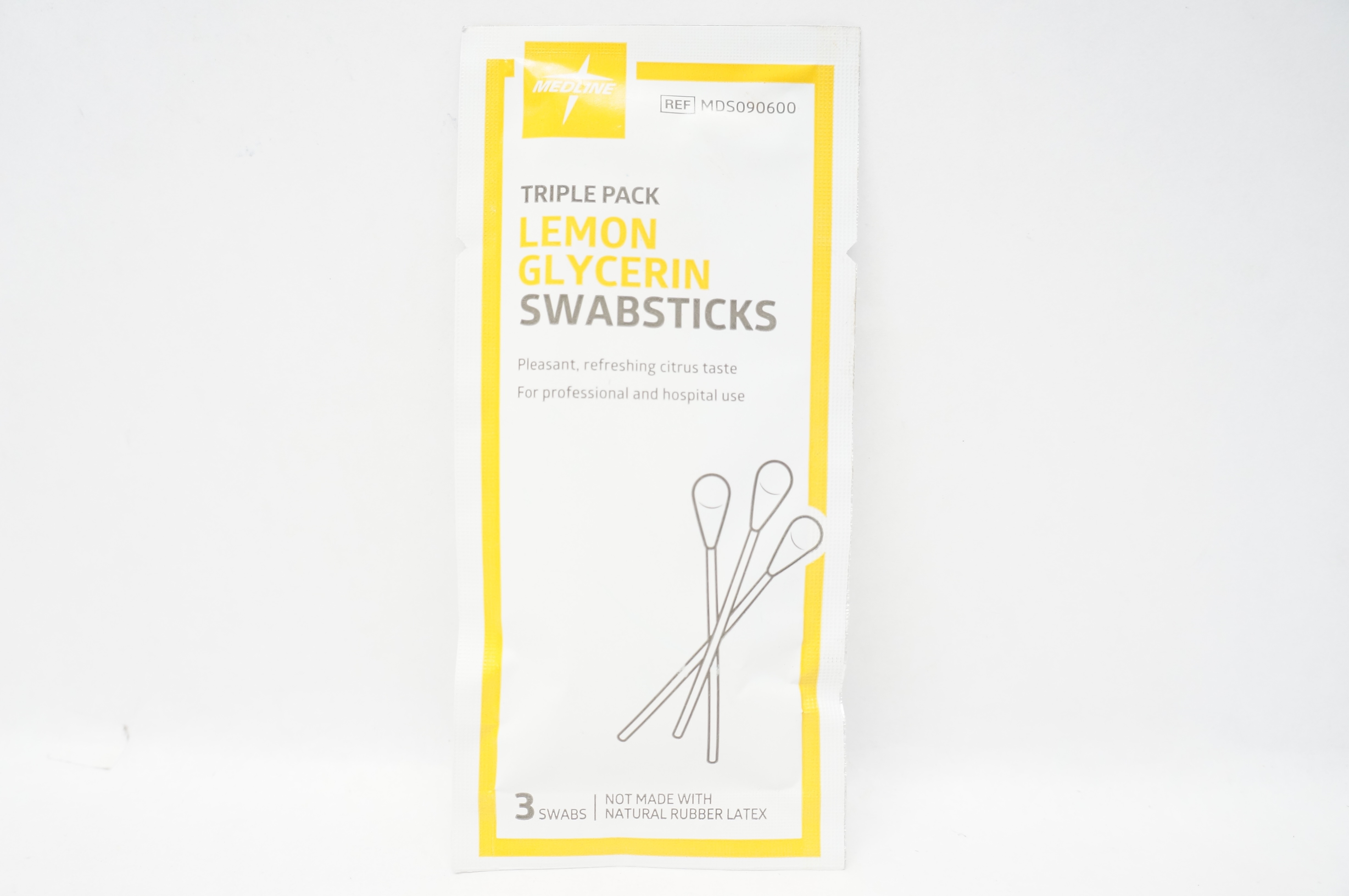Medline MDS090600 Triple Pack Lemon Glycerin Swabsticks - Pack of 3