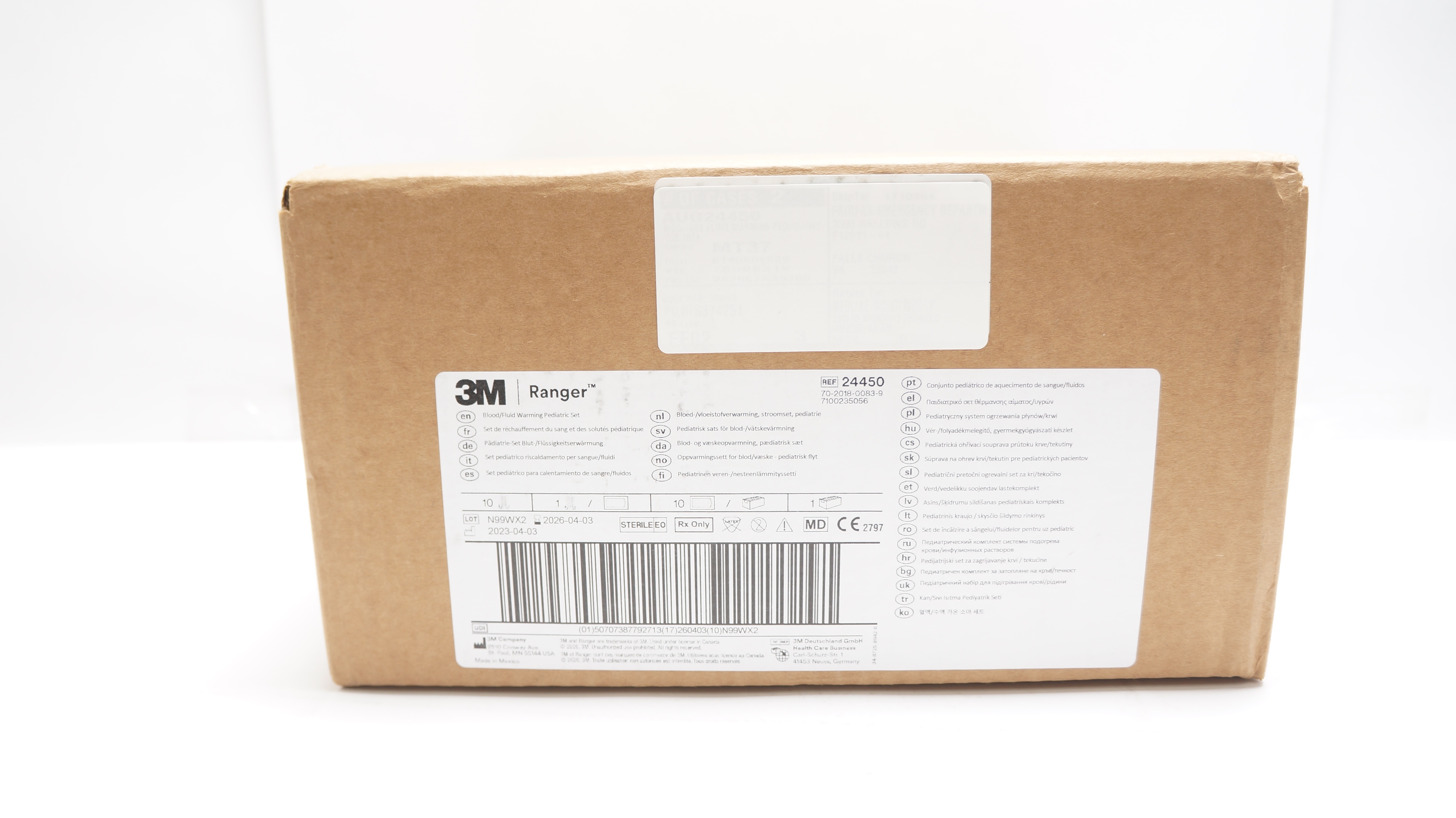 3M 24450 Ranger Pediatric Blood Fluid Warming Set Priming Vol. 20mL - Box of 10